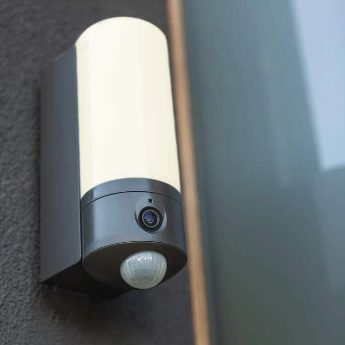 CGC VANESSA Dark Grey Cylindrical Camera & LED Wall Light With App ControlWeatherproof outdoor lighting