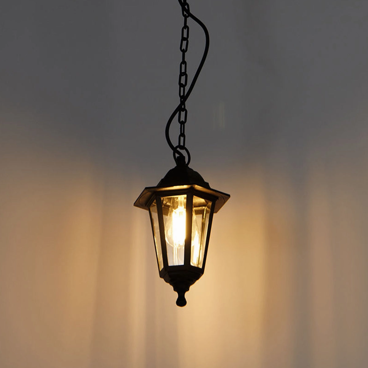 CGC YASMIN Black Outdoor Traditional Lantern Style Hanging Light