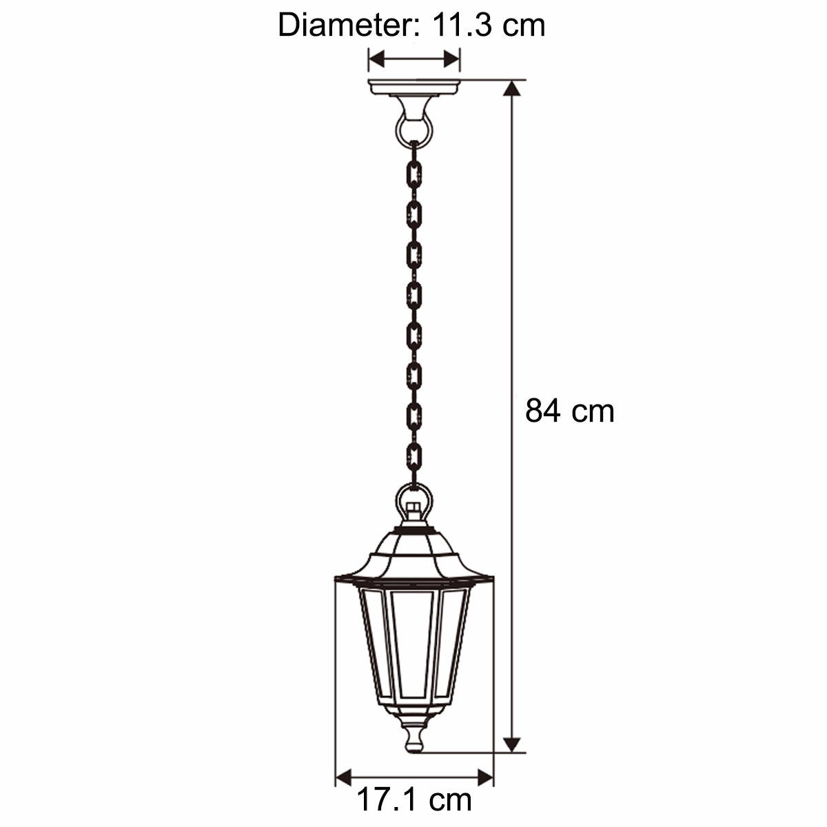 CGC YASMIN Black Outdoor Traditional Lantern Style Hanging Light