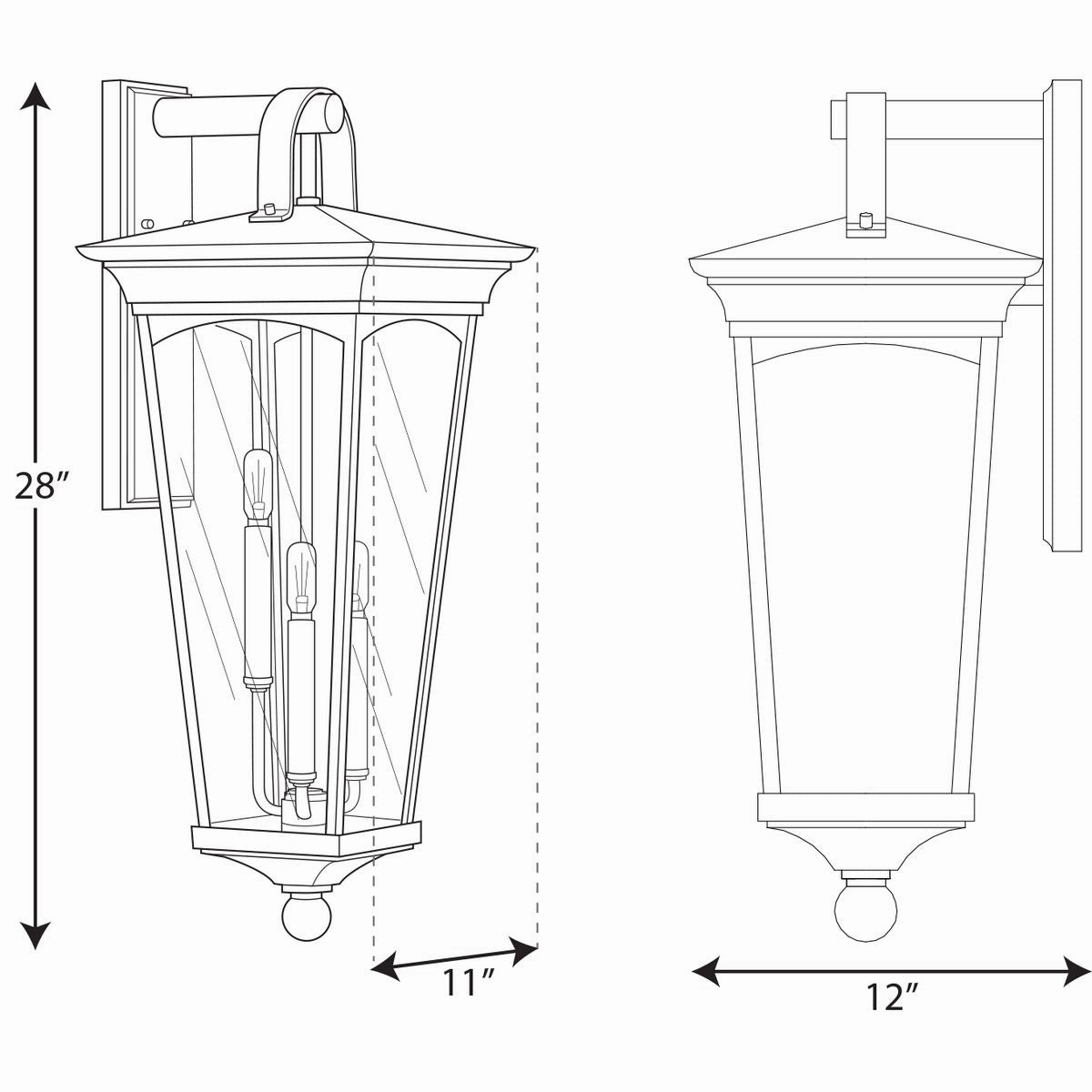 Chatsworth Three Light Wall Lantern Black