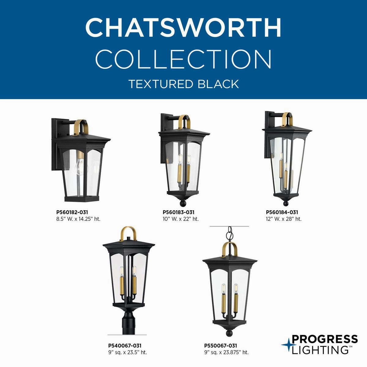 Chatsworth Three Light Wall Lantern Black