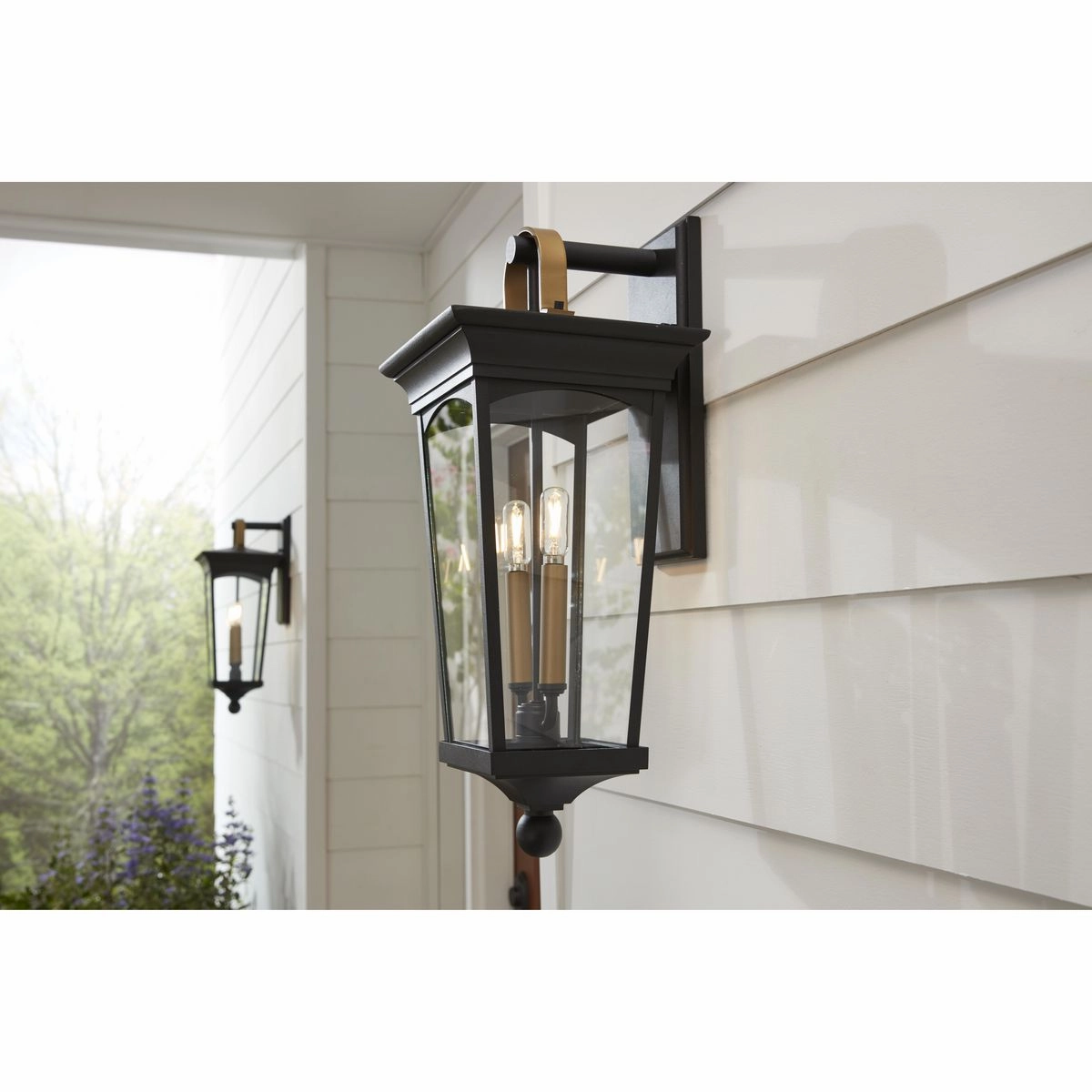 Chatsworth Two Light Wall Lantern Black