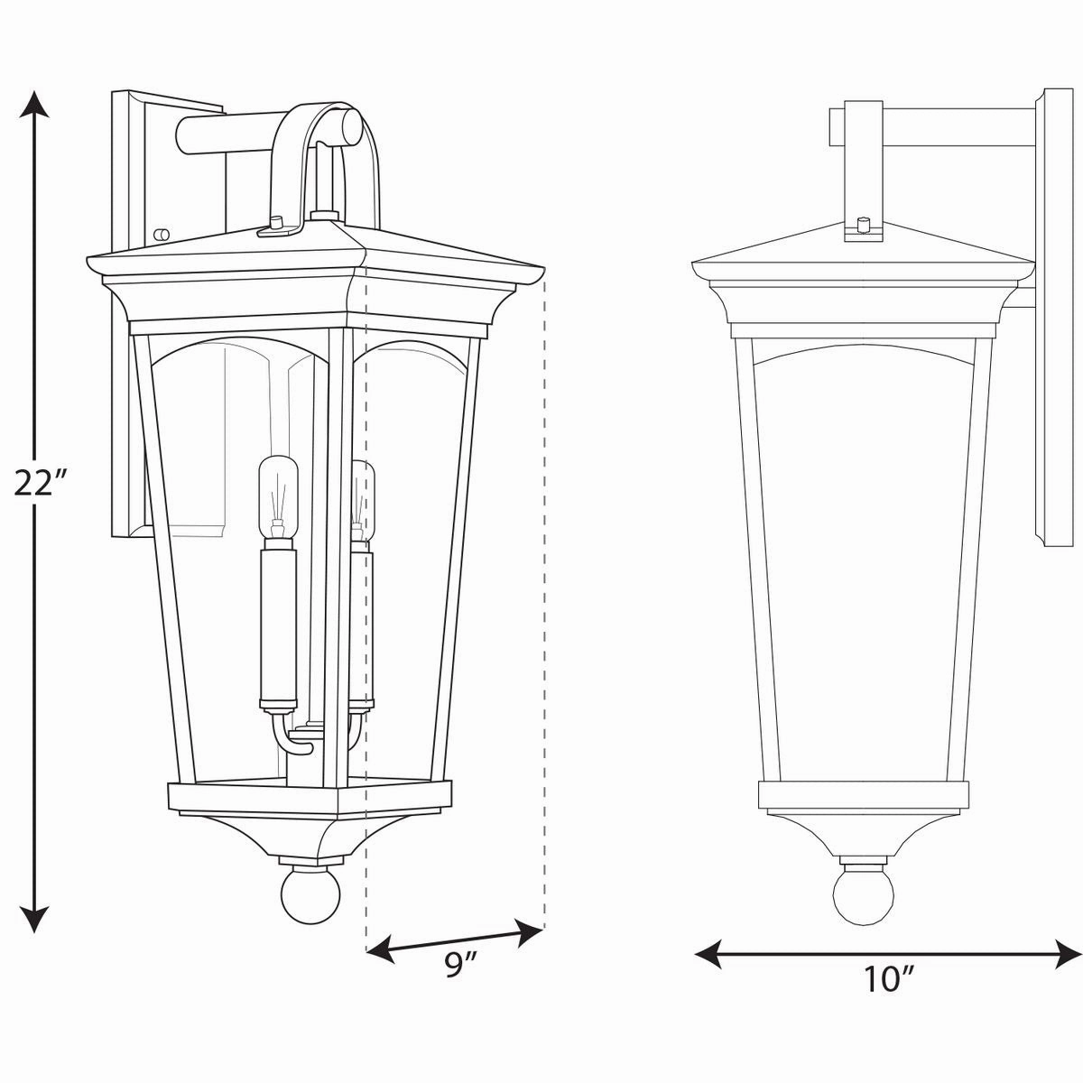 Chatsworth Two Light Wall Lantern Black