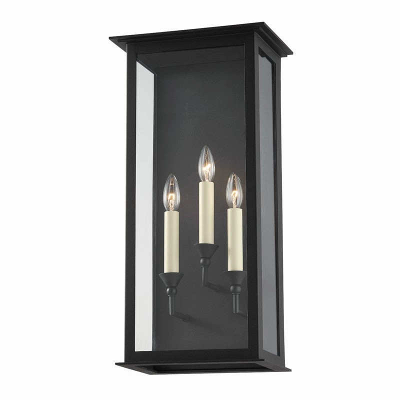 Chauncey Three Light Outdoor Wall Sconce Textured BlackOutdoor wall sconces with motion sensor