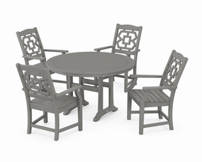 Chinoiserie 5-Piece Round Dining Set with Trestle Legsoutdoor patio furniture set
