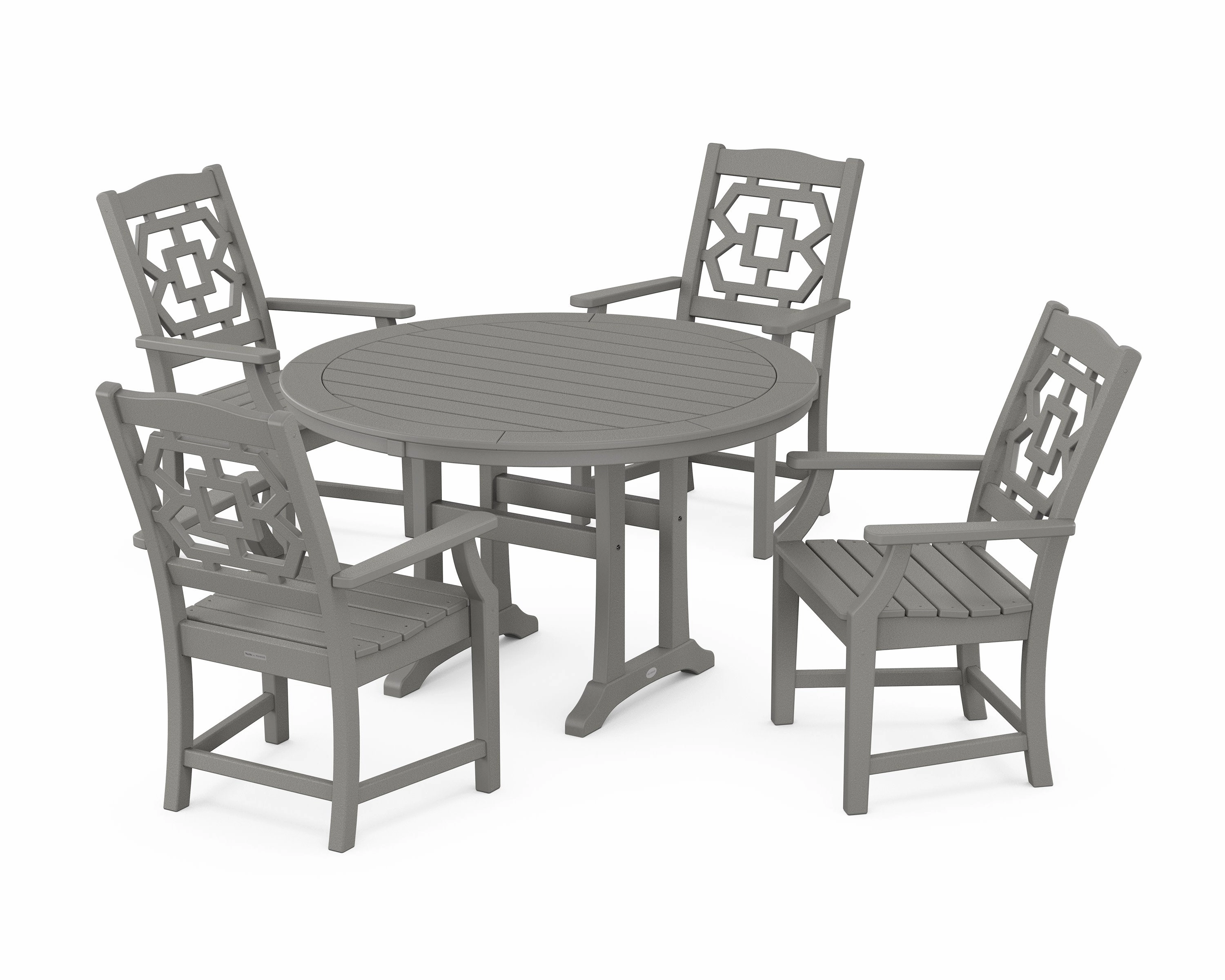 Chinoiserie 5-Piece Round Dining Set with Trestle Legsoutdoor patio furniture set