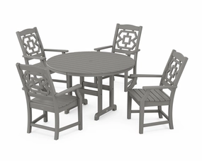 Chinoiserie 5-Piece Round Farmhouse Dining Setoutdoor patio furniture set