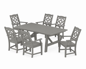 Chinoiserie Arm Chair 7-Piece Rustic Farmhouse Dining Setoutdoor patio furniture set