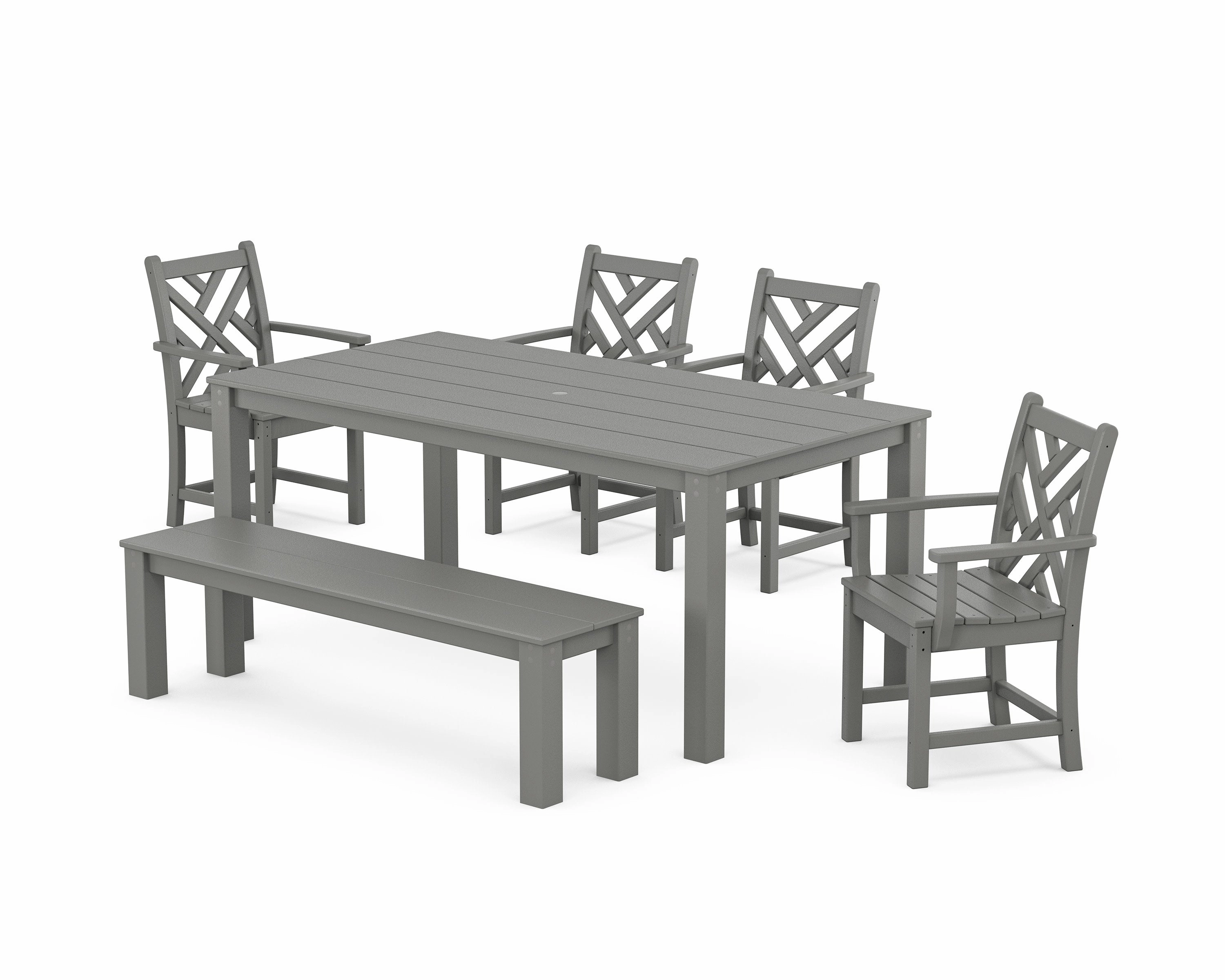 Chippendale 6-Piece Parsons Dining Set with Benchoutdoor patio furniture set