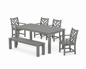 Chippendale 6-Piece Parsons Dining Set with Benchoutdoor patio furniture set