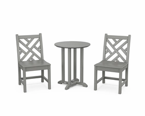 Chippendale Side Chair 3-Piece Round Bistro Dining Setoutdoor patio furniture set