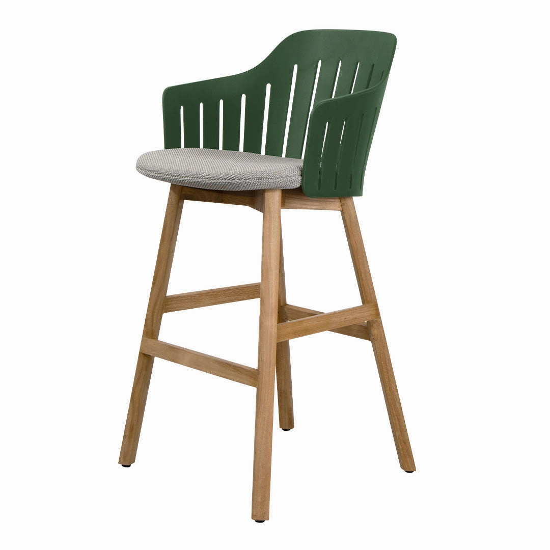 Choice Outdoor Bar Chair - Wood Base - w/ Seat Cushion