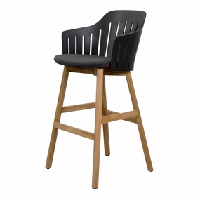 Choice Outdoor Bar Chair - Wood Base - w/ Seat Cushionoutdoor patio dining furniture set