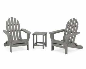 Classic Folding Adirondack 3-Piece Set with Long Island 18" Side Tableoutdoor patio dining furniture set