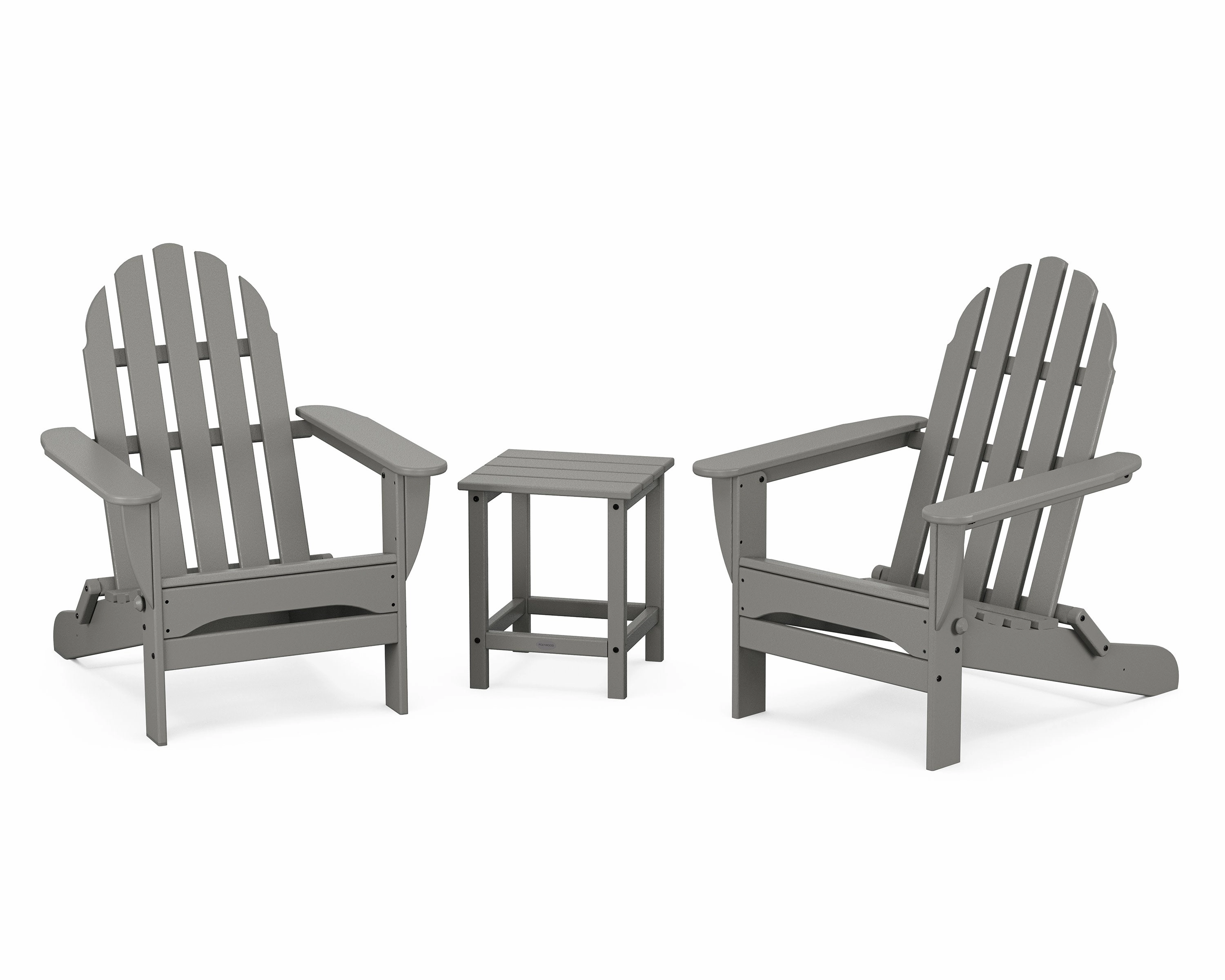 Classic Folding Adirondack 3-Piece Set with Long Island 18" Side Tableoutdoor patio dining furniture set