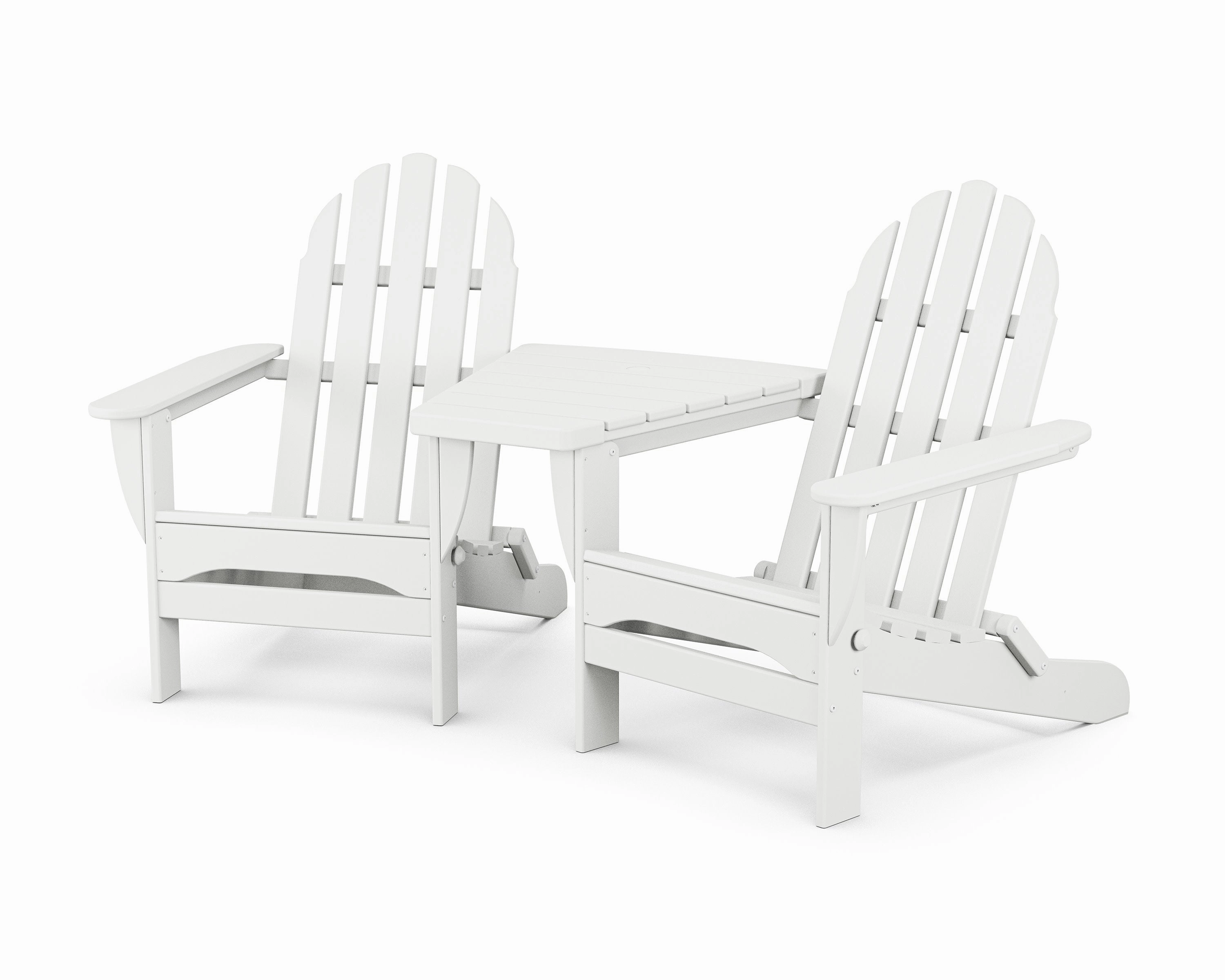 Classic Folding Adirondacks with Angled Connecting Table