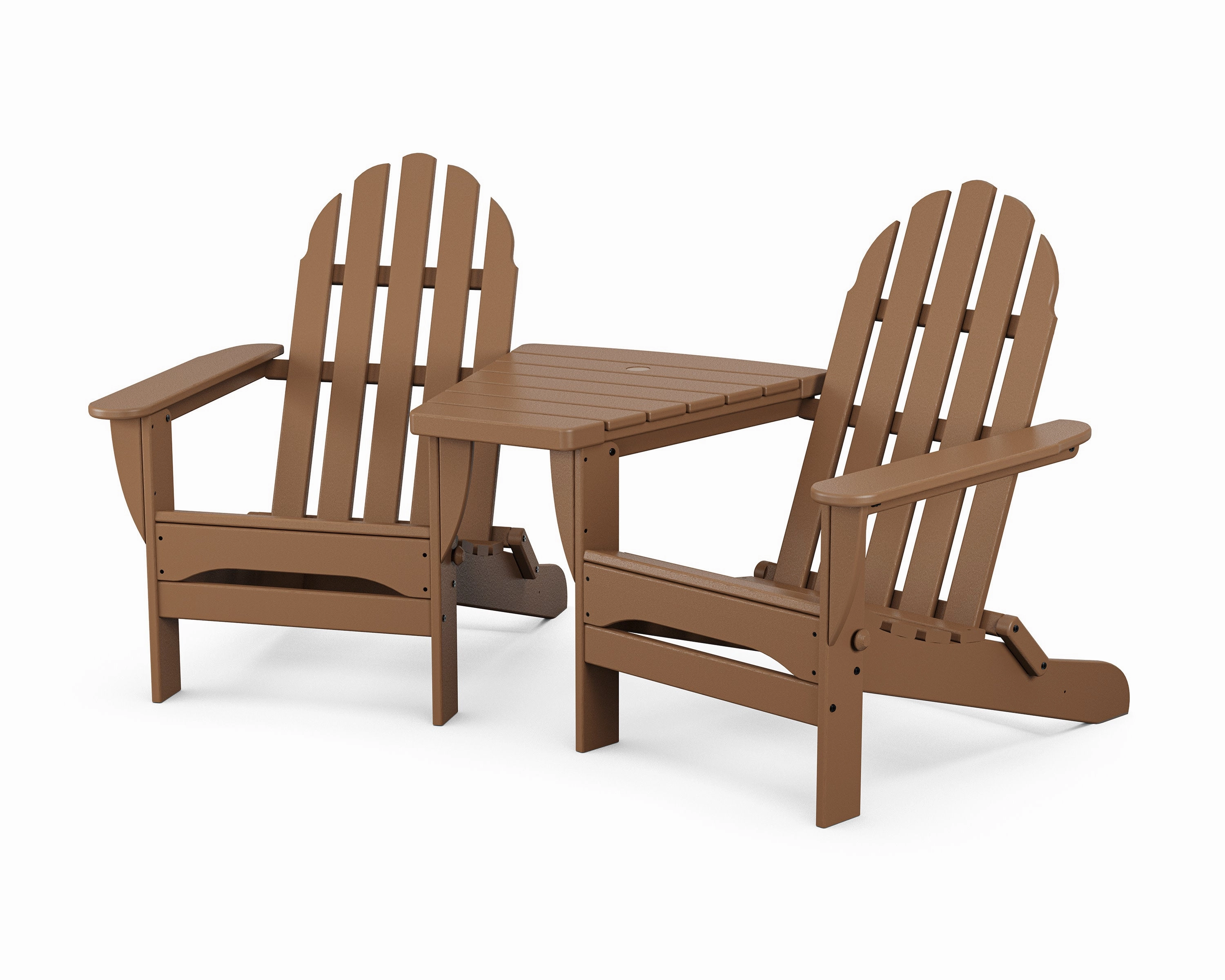 Classic Folding Adirondacks with Angled Connecting Table