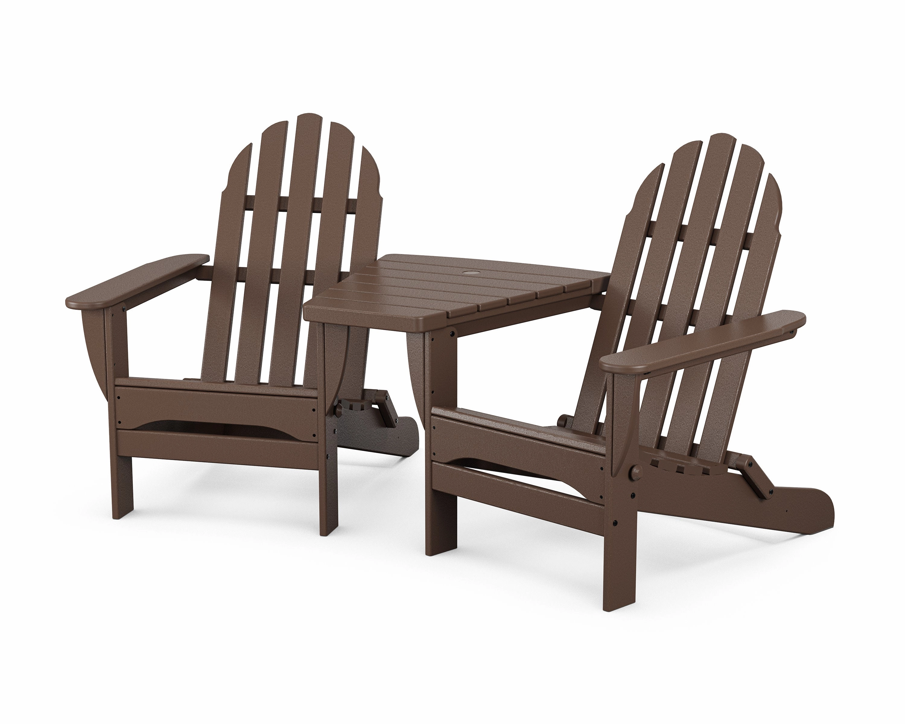 Classic Folding Adirondacks with Angled Connecting Table