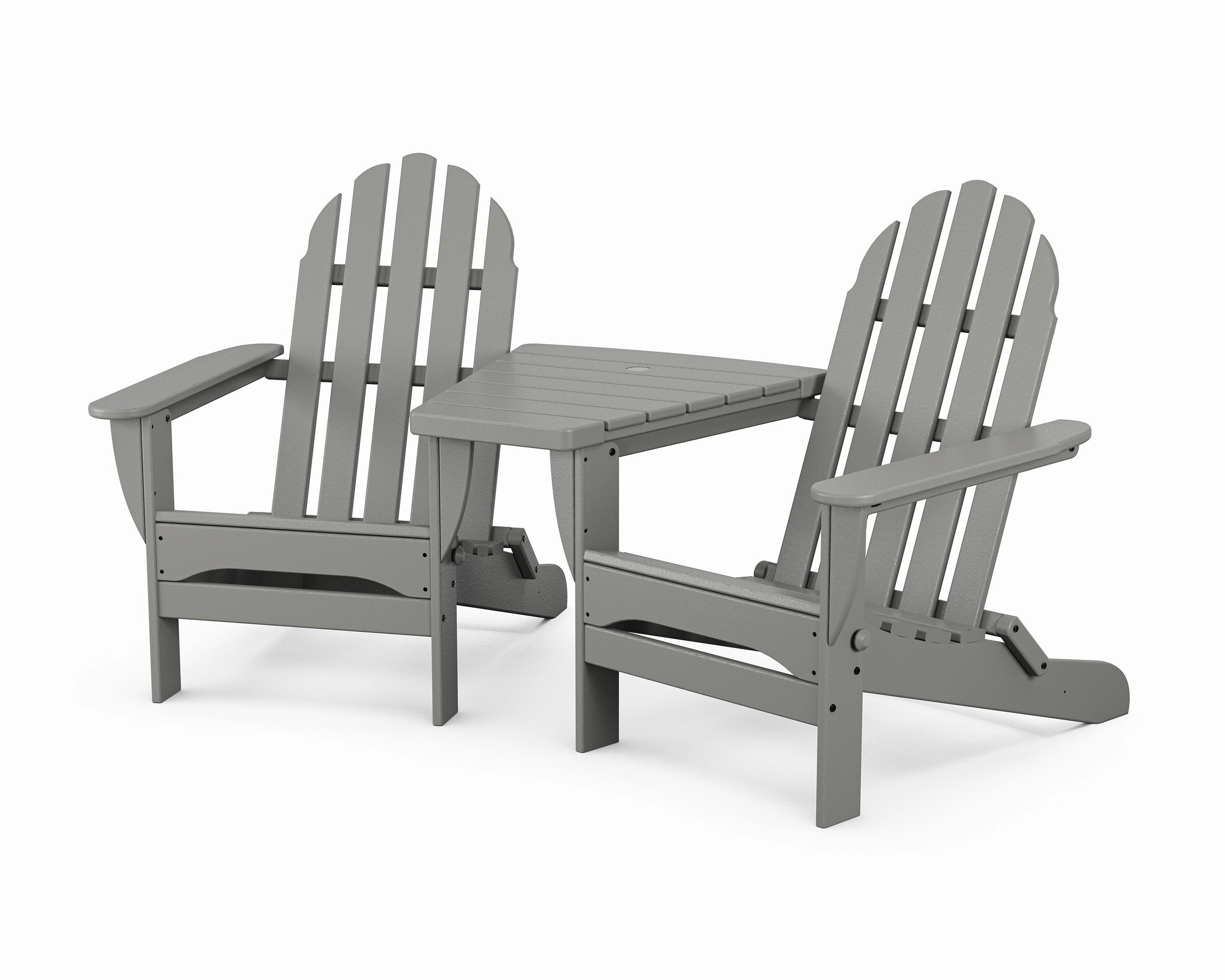 Classic Folding Adirondacks with Angled Connecting Tableoutdoor patio dining furniture set