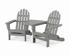 Classic Folding Adirondacks with Angled Connecting Tableoutdoor patio dining furniture set