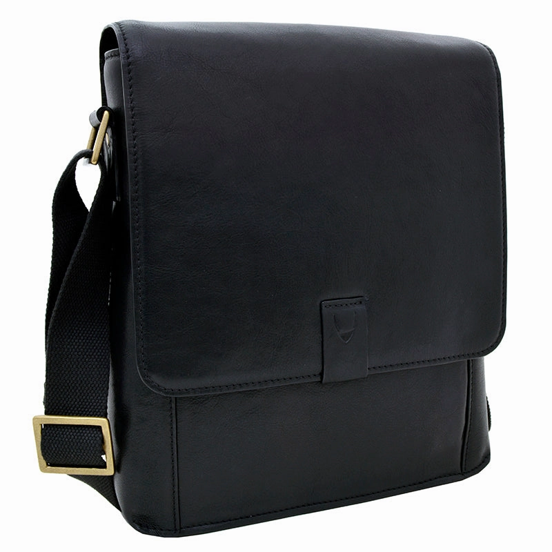 Todays Hot Savings Hidesign Aiden Medium Leather Messenger Cross Body Bag Black