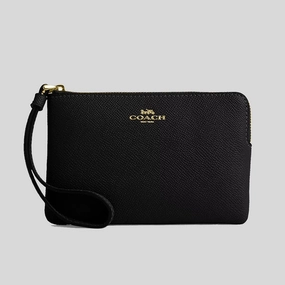 Coach Corner Zip Wristlet Black Cv396 Dont Miss Hot Deals Mega Online Discount