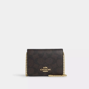 Todays Hot Savings Limited Time Sale Coach Outlet Mini Wallet On A Chain In Signature Canvas