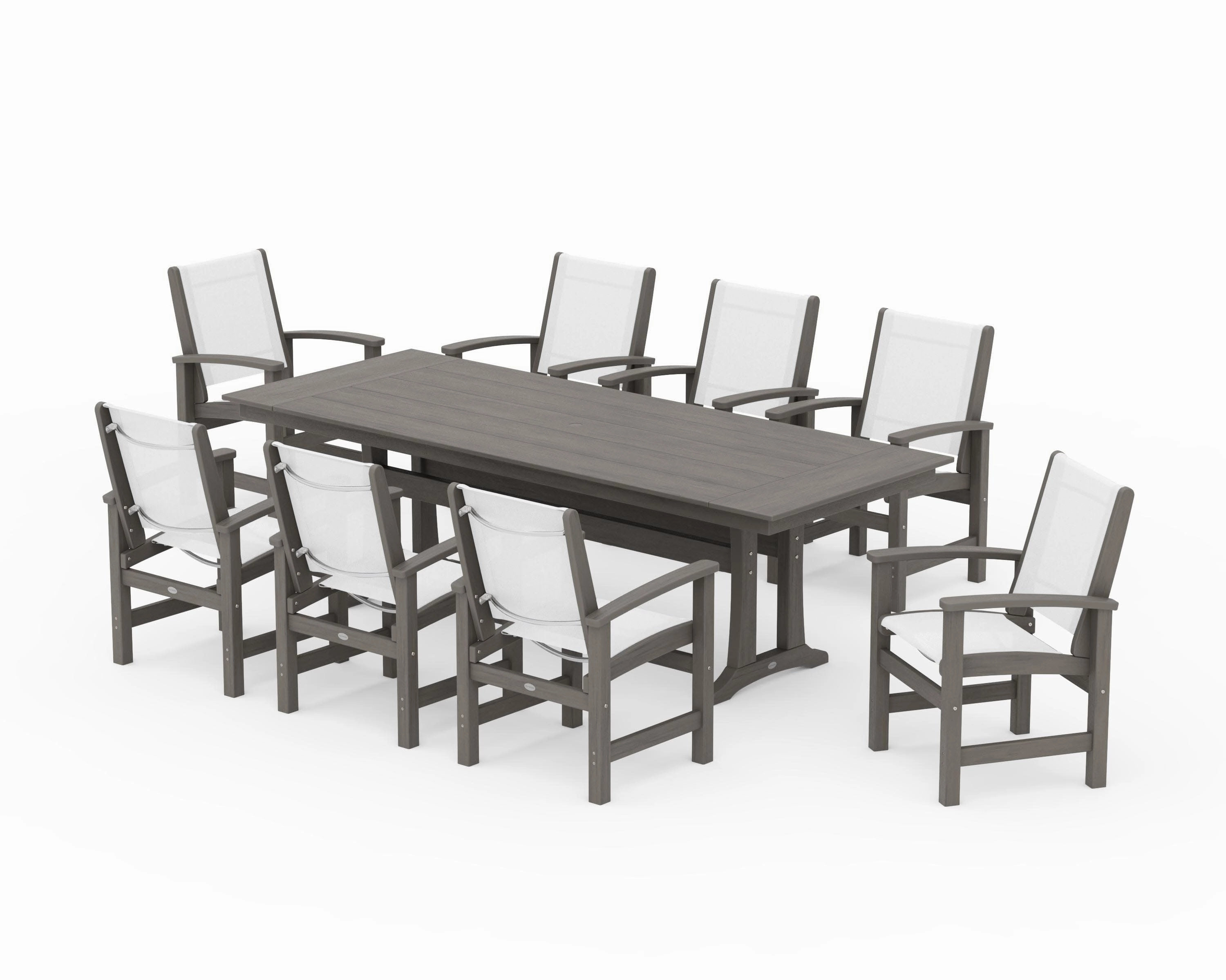 Coastal 9-Piece Farmhouse Dining Set with Trestle Legs