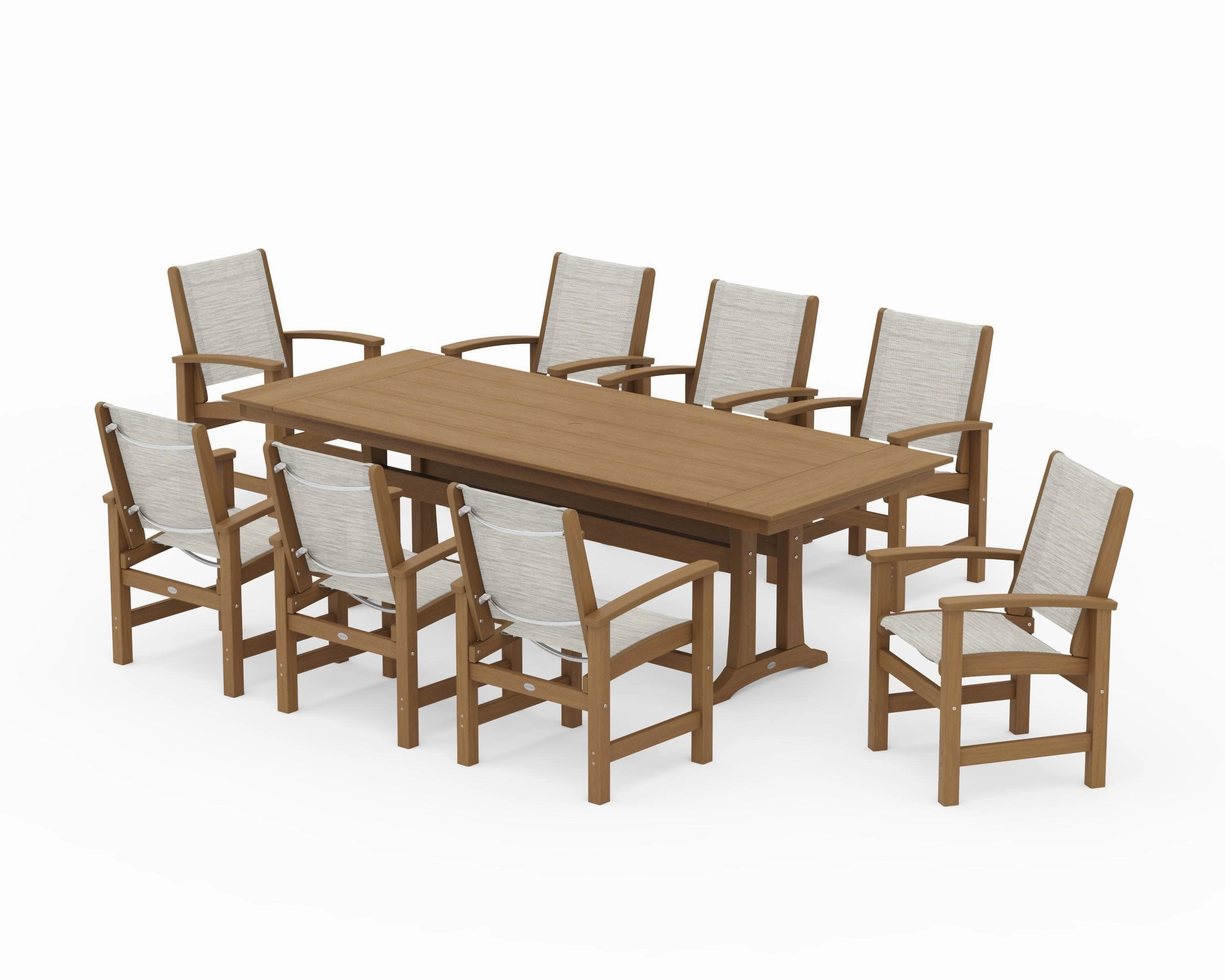 Coastal 9-Piece Farmhouse Dining Set with Trestle Legs