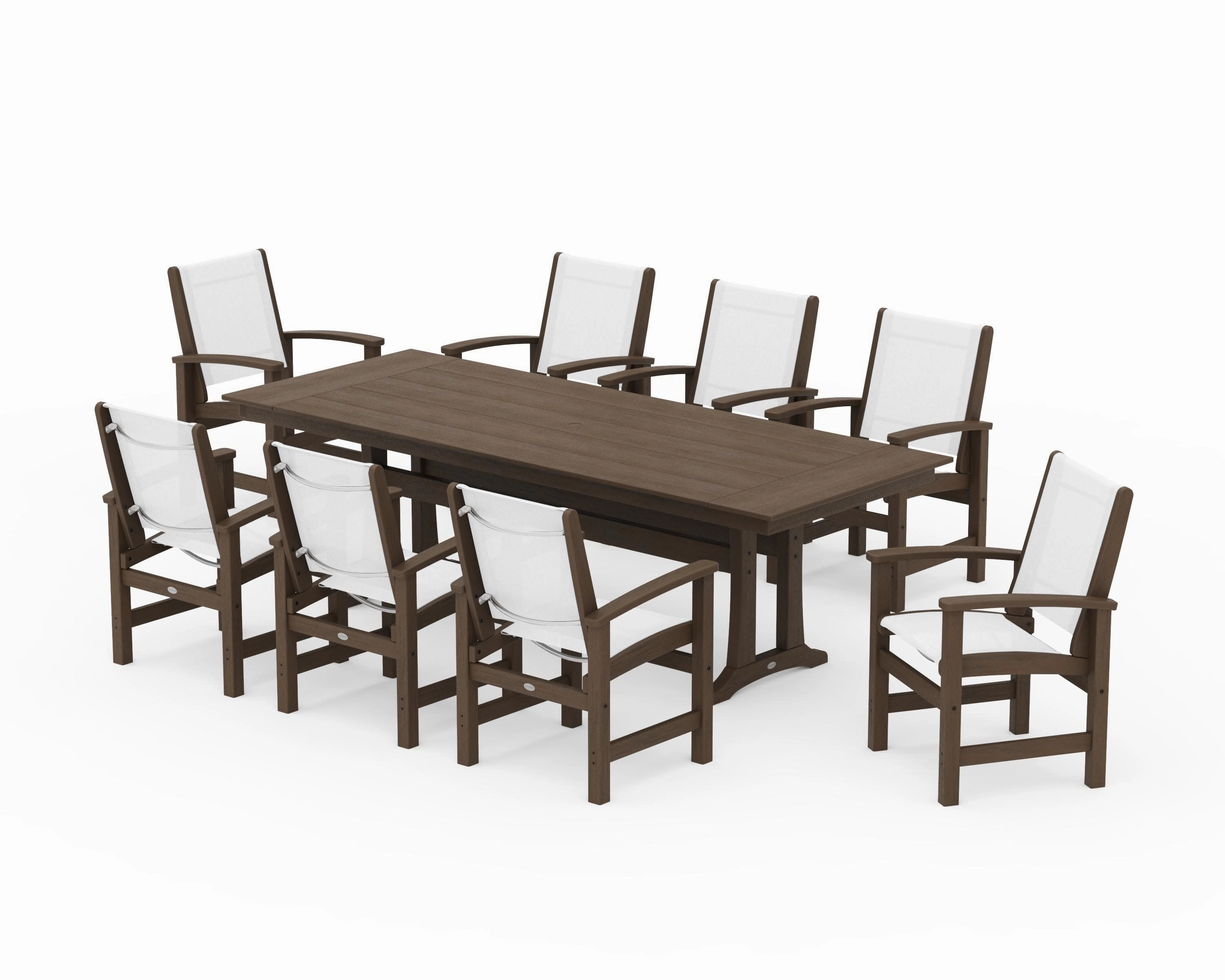 Coastal 9-Piece Farmhouse Dining Set with Trestle Legs