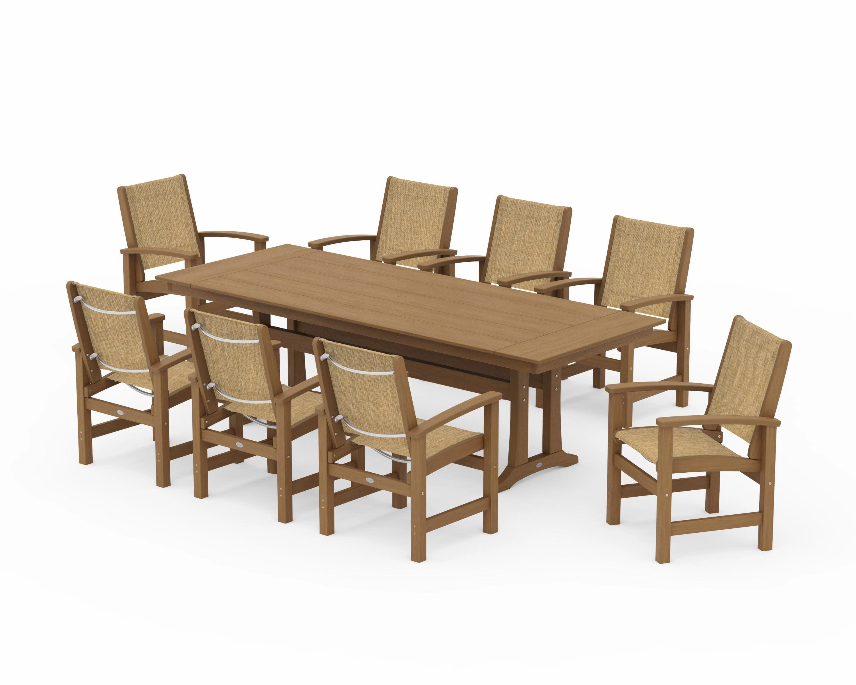 Coastal 9-Piece Farmhouse Dining Set with Trestle Legs