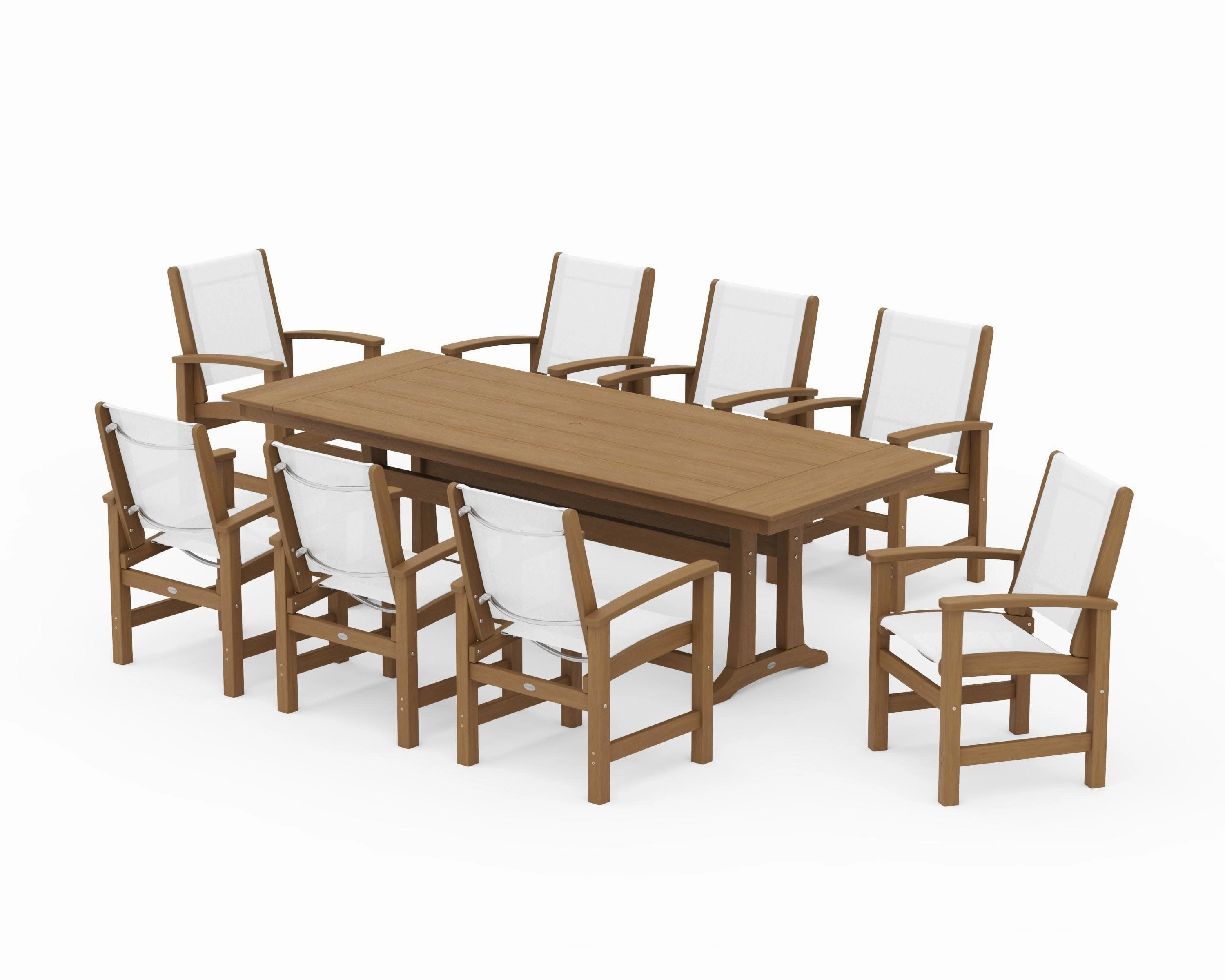 Coastal 9-Piece Farmhouse Dining Set with Trestle Legs