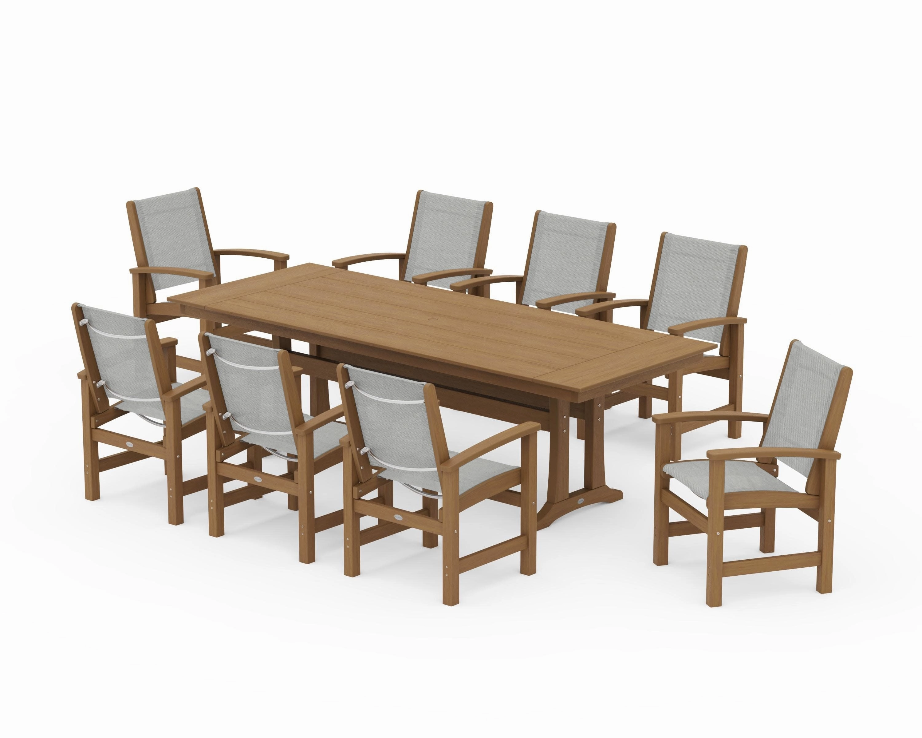 Coastal 9-Piece Farmhouse Dining Set with Trestle Legs