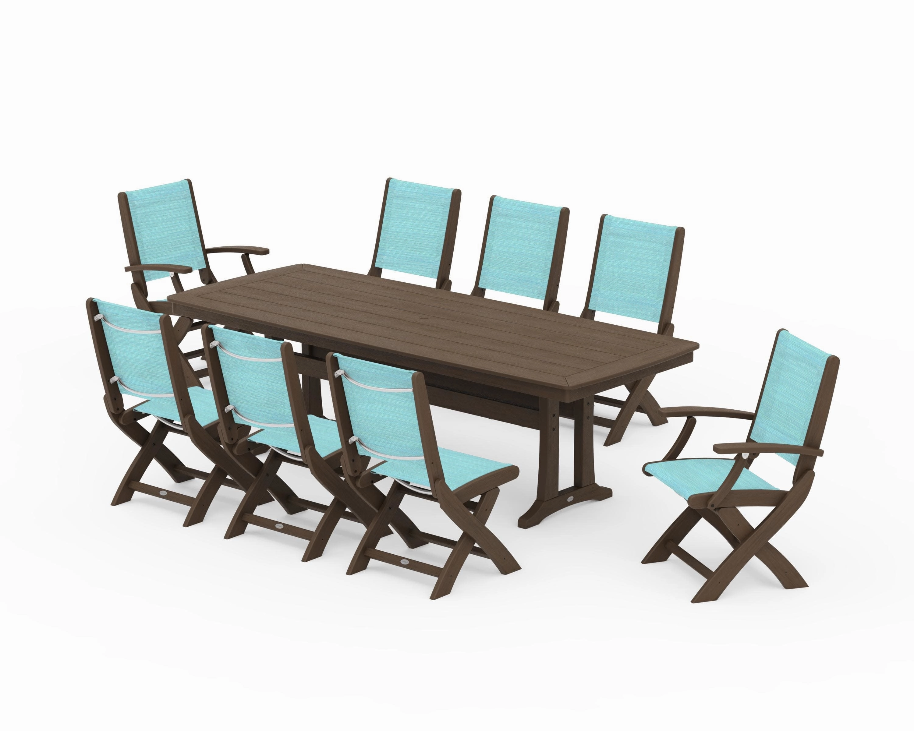 Coastal Folding 9-Piece Dining Set with Trestle Legs