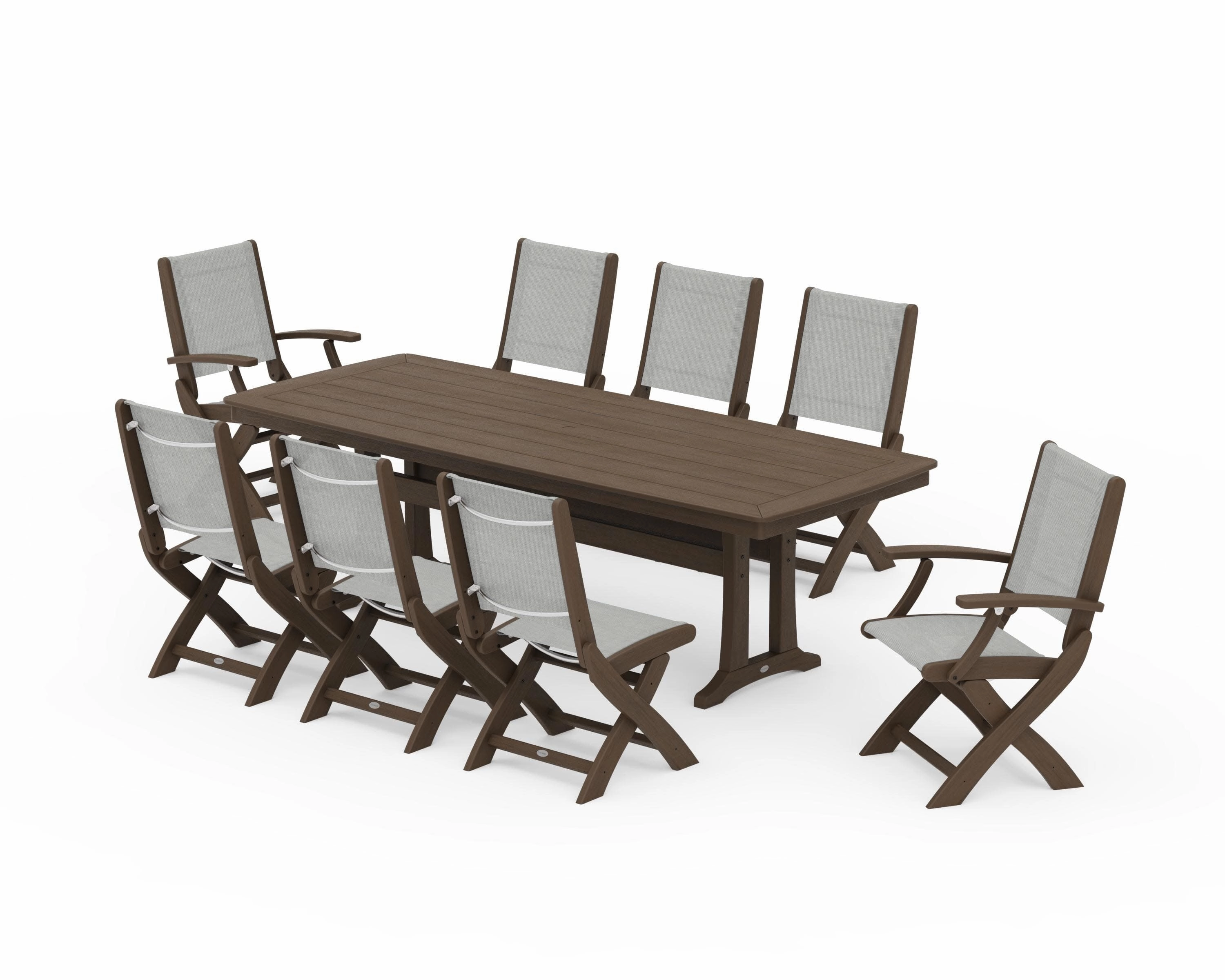 Coastal Folding 9-Piece Dining Set with Trestle Legs