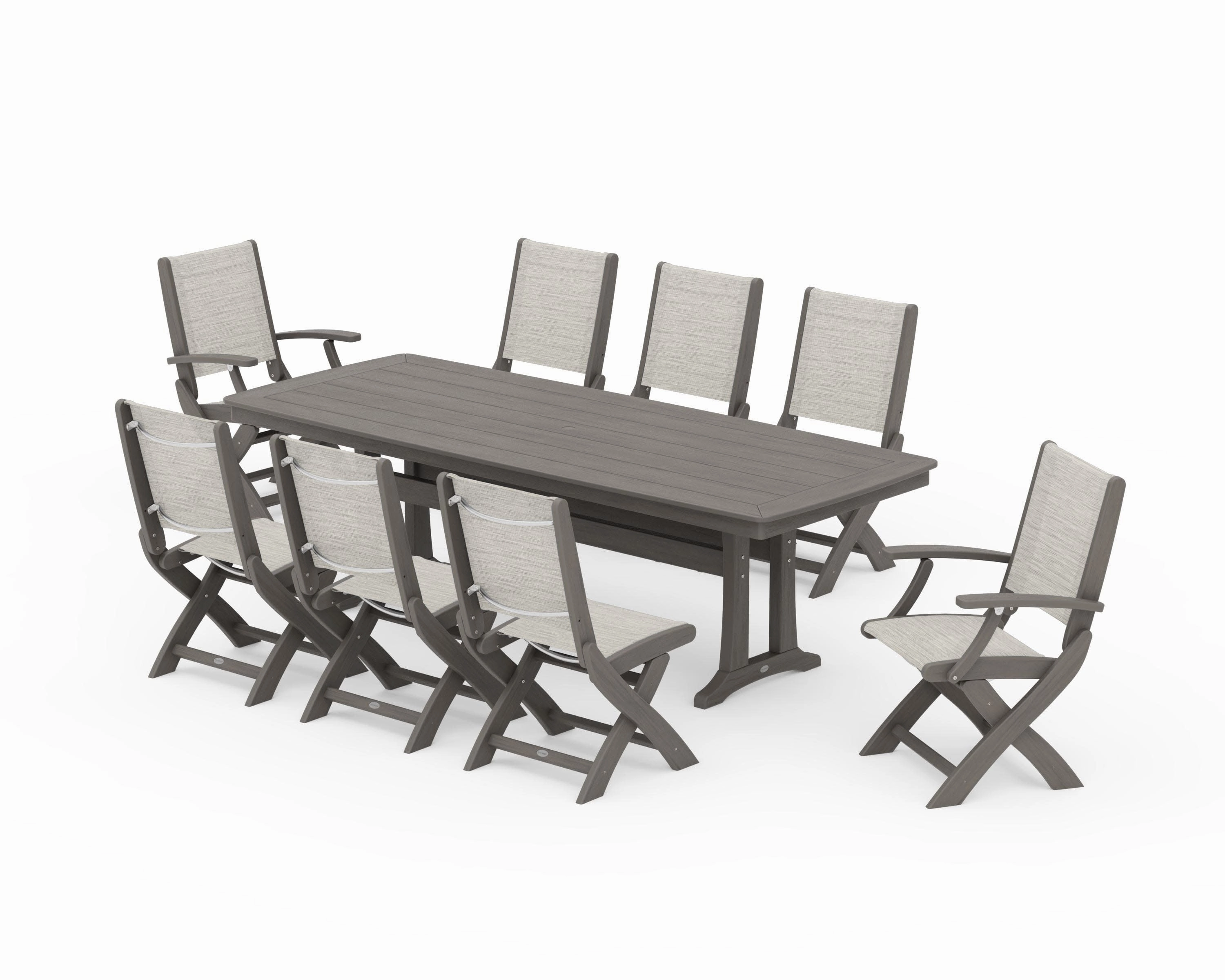 Coastal Folding 9-Piece Dining Set with Trestle Legs