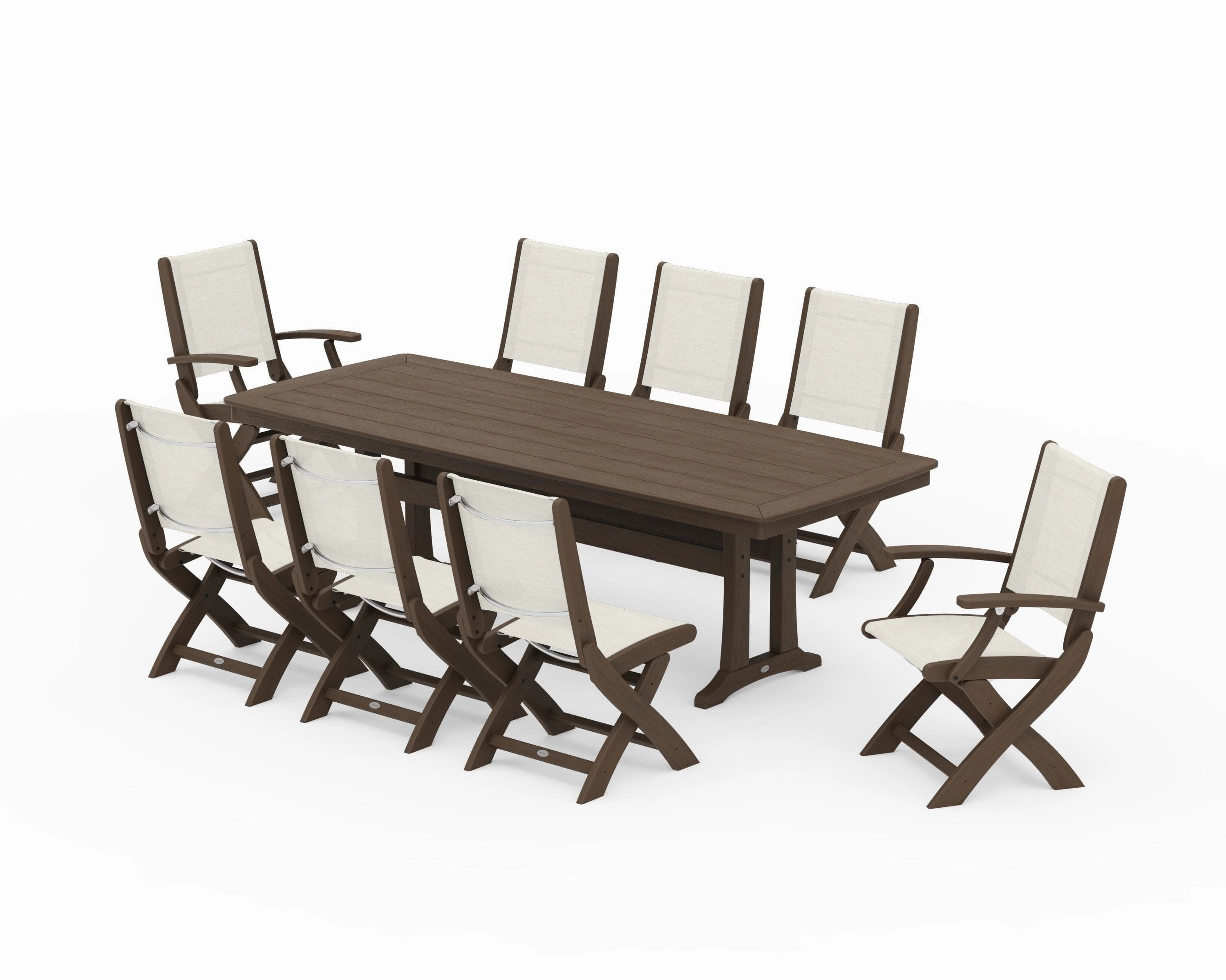 Coastal Folding 9-Piece Dining Set with Trestle Legs