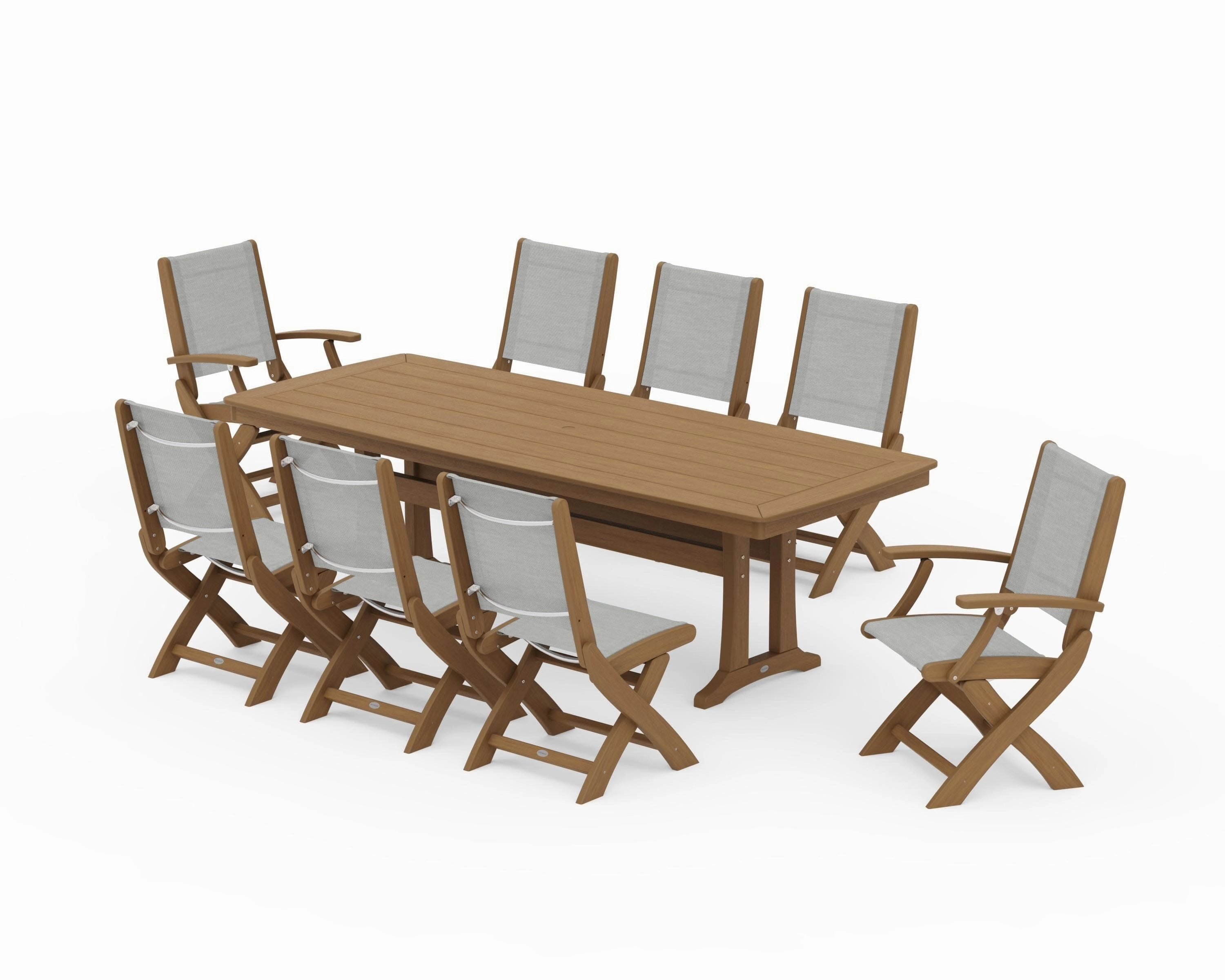 Coastal Folding 9-Piece Dining Set with Trestle Legs