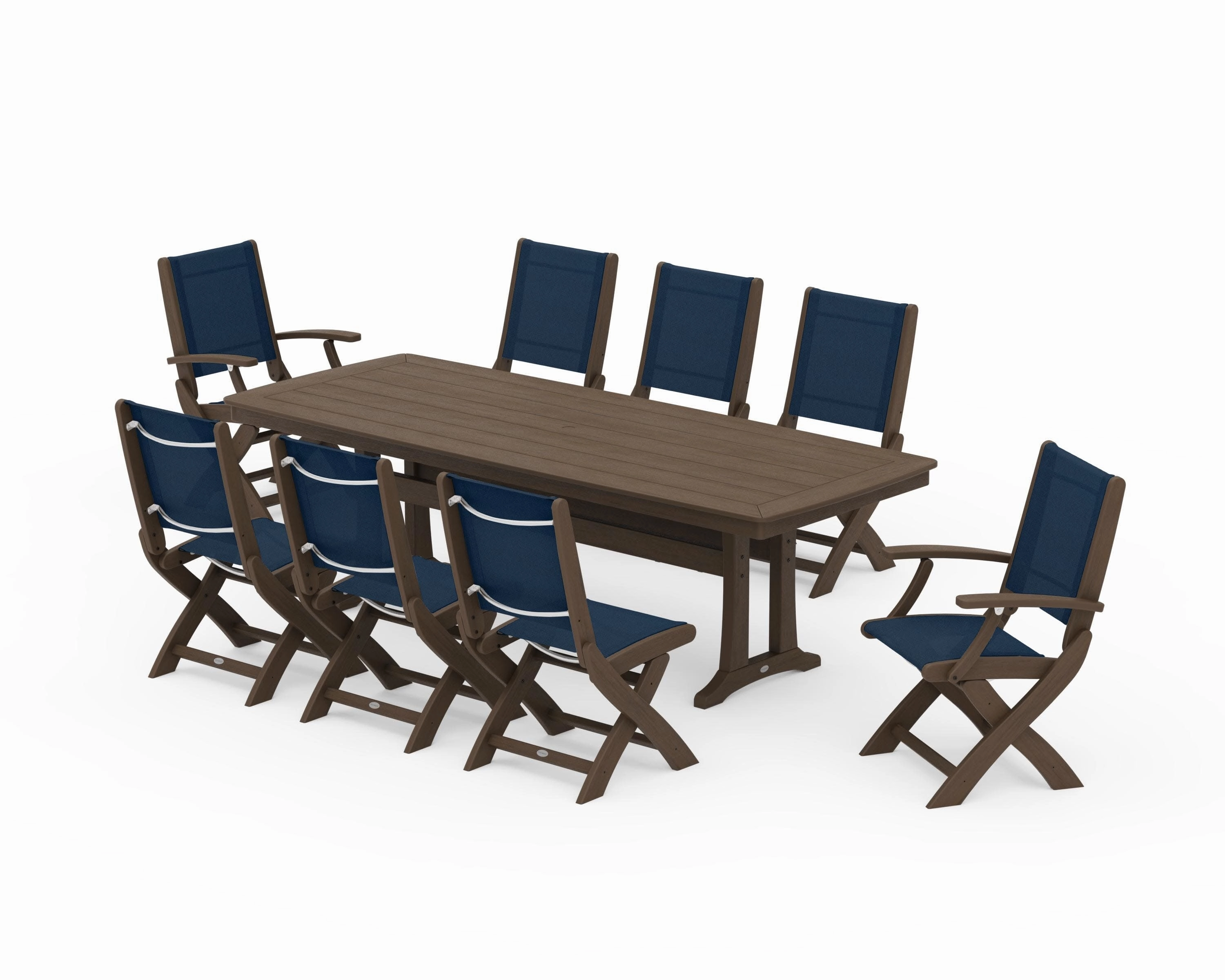 Coastal Folding 9-Piece Dining Set with Trestle Legs