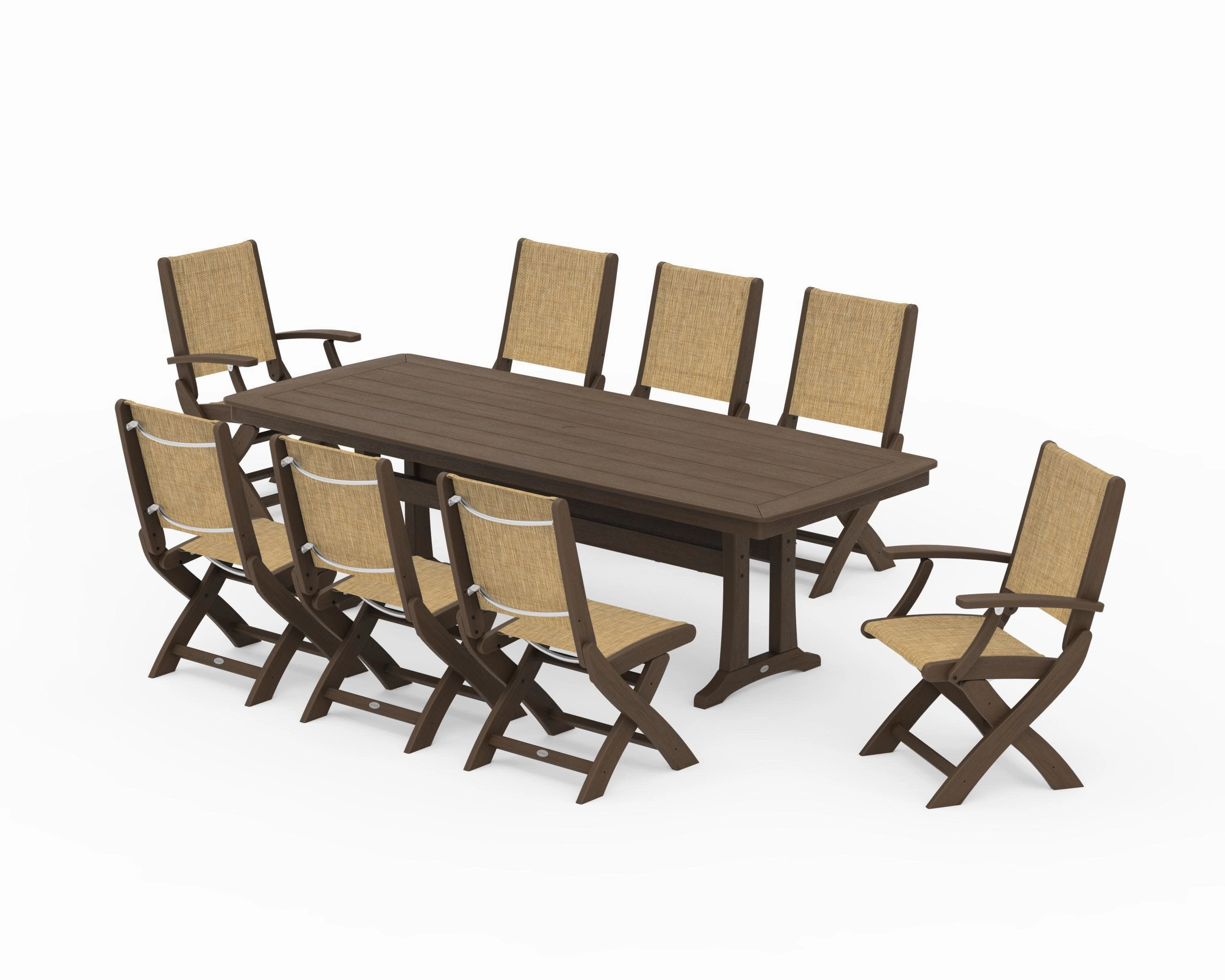 Coastal Folding 9-Piece Dining Set with Trestle Legs