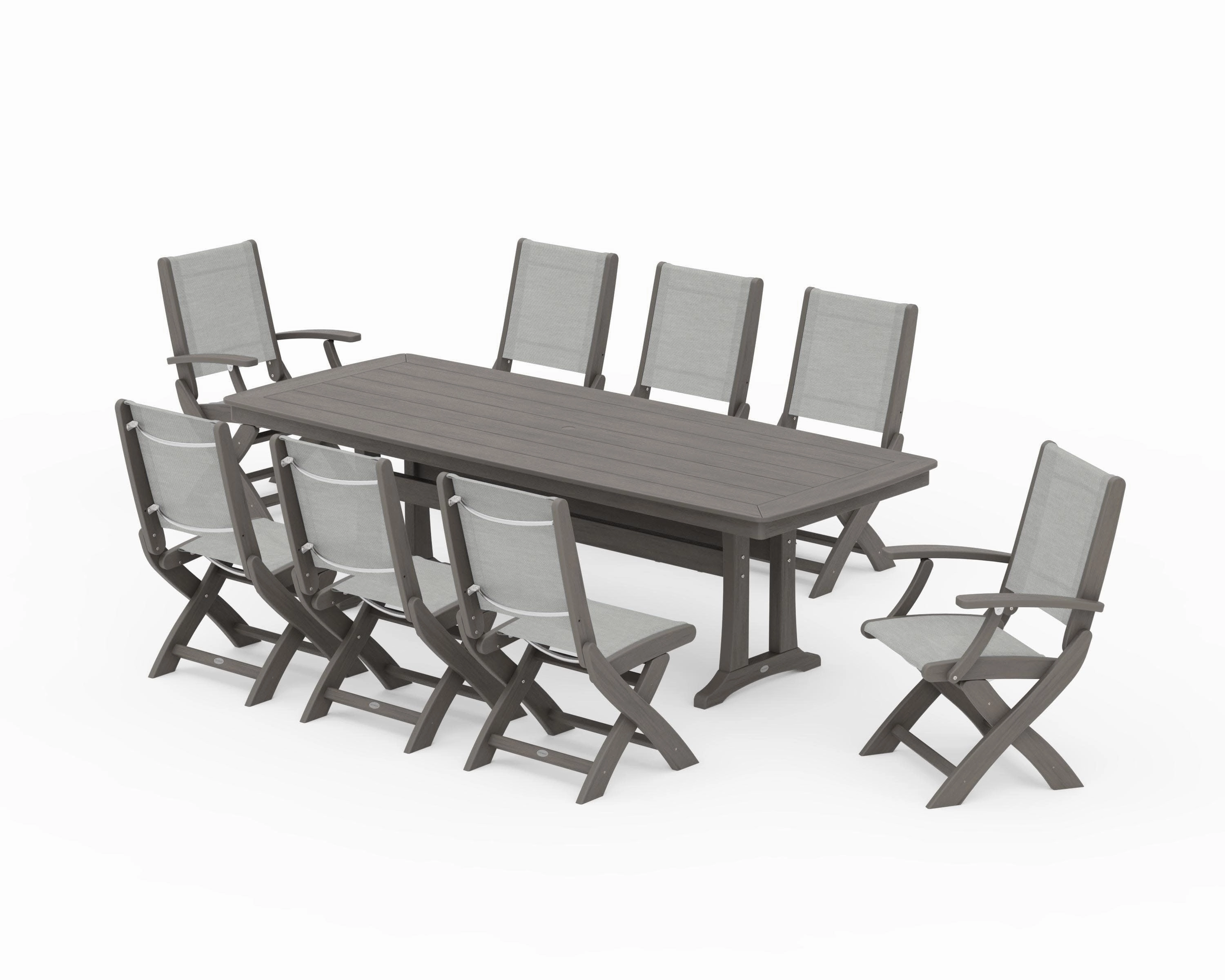 Coastal Folding 9-Piece Dining Set with Trestle Legs