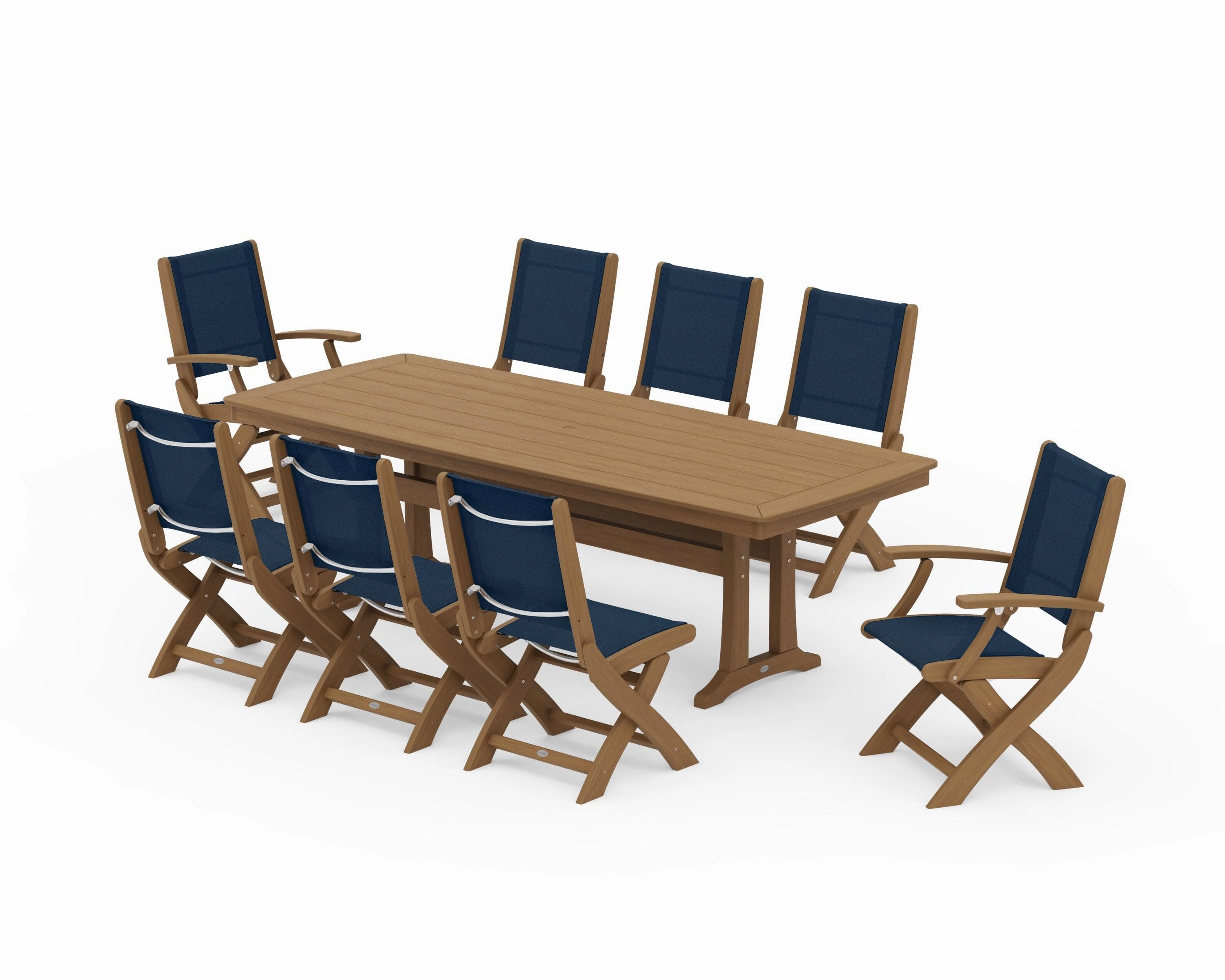 Coastal Folding 9-Piece Dining Set with Trestle Legs