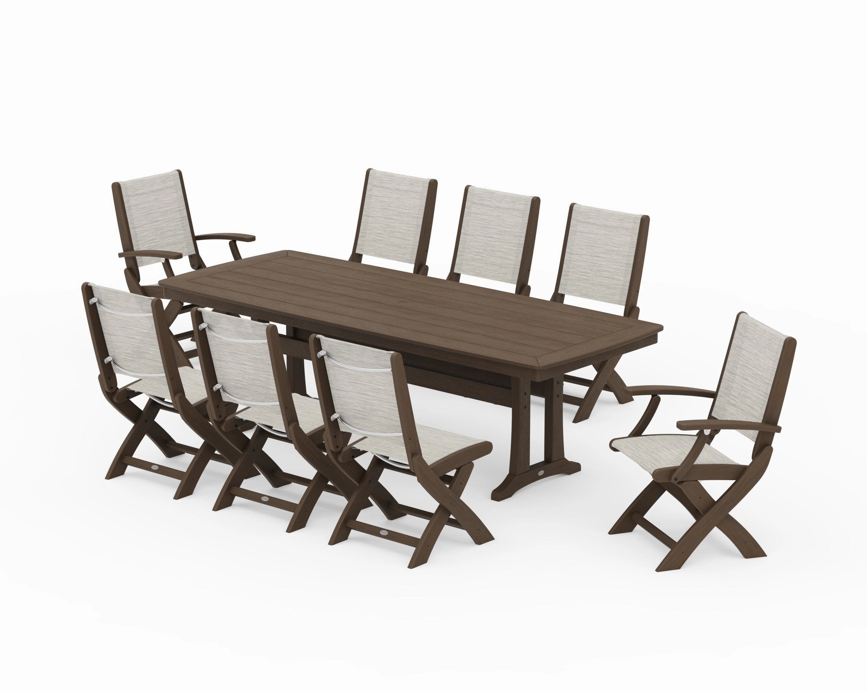 Coastal Folding 9-Piece Dining Set with Trestle Legs