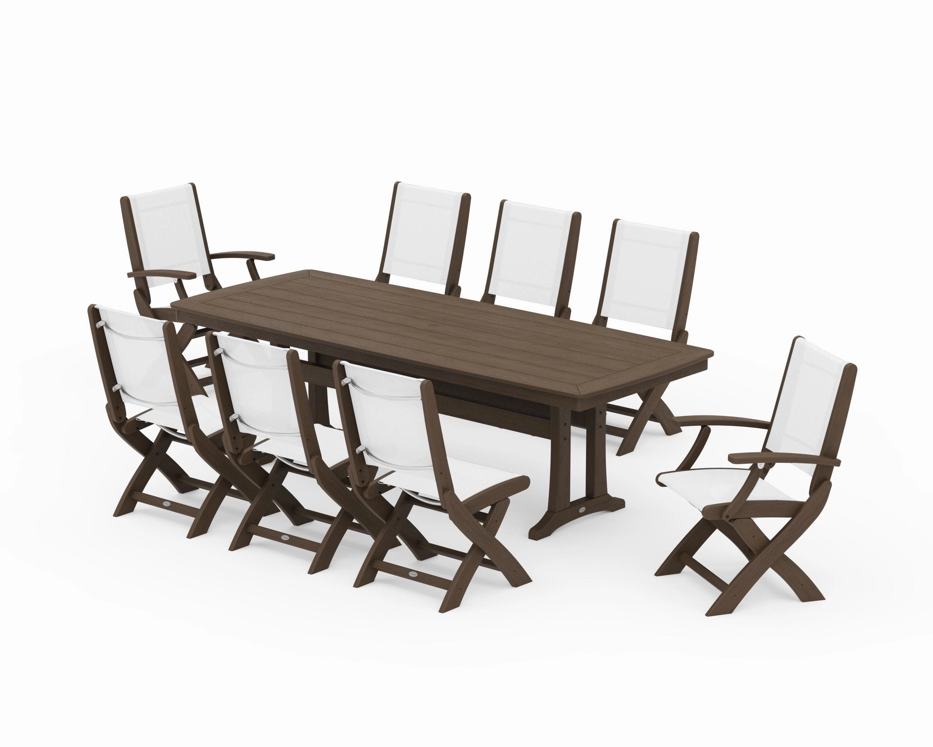 Coastal Folding 9-Piece Dining Set with Trestle Legs