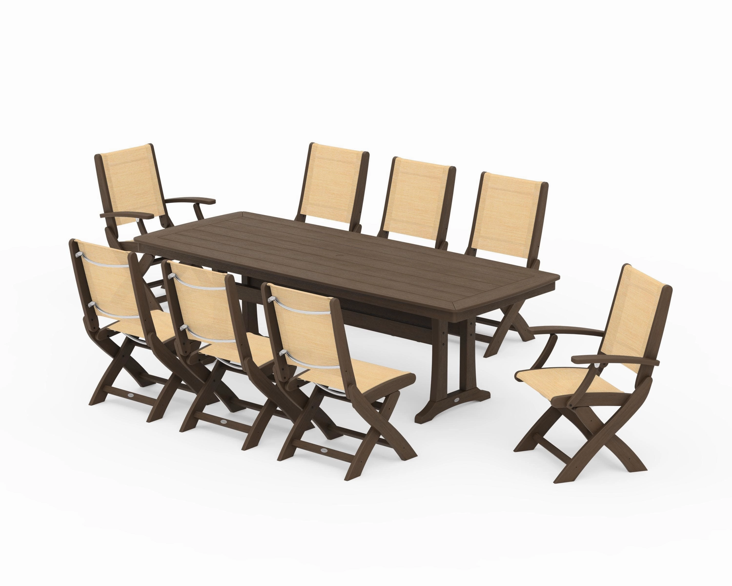Coastal Folding 9-Piece Dining Set with Trestle Legs