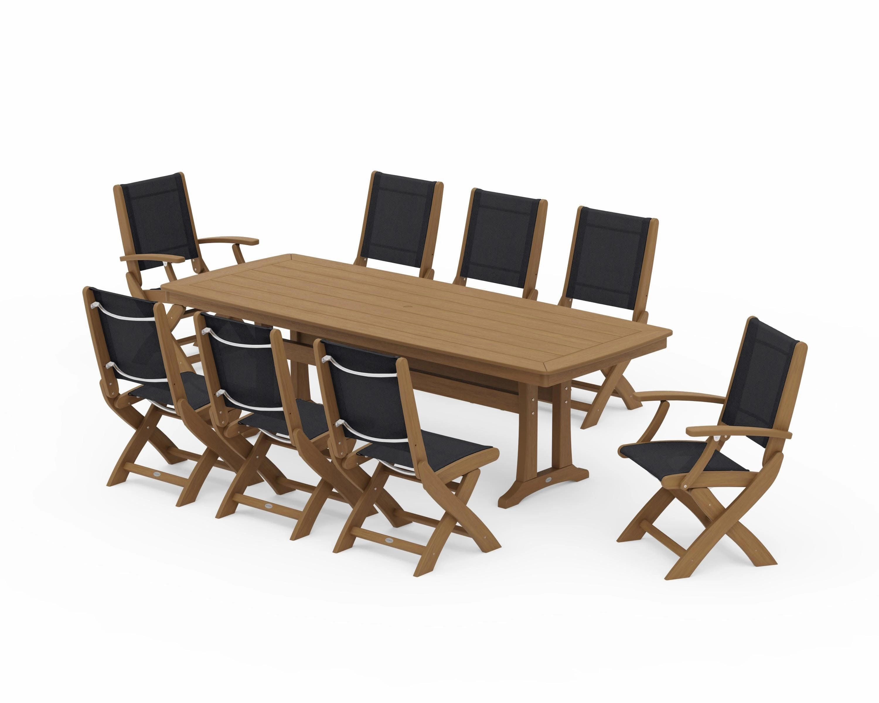 Coastal Folding 9-Piece Dining Set with Trestle Legs