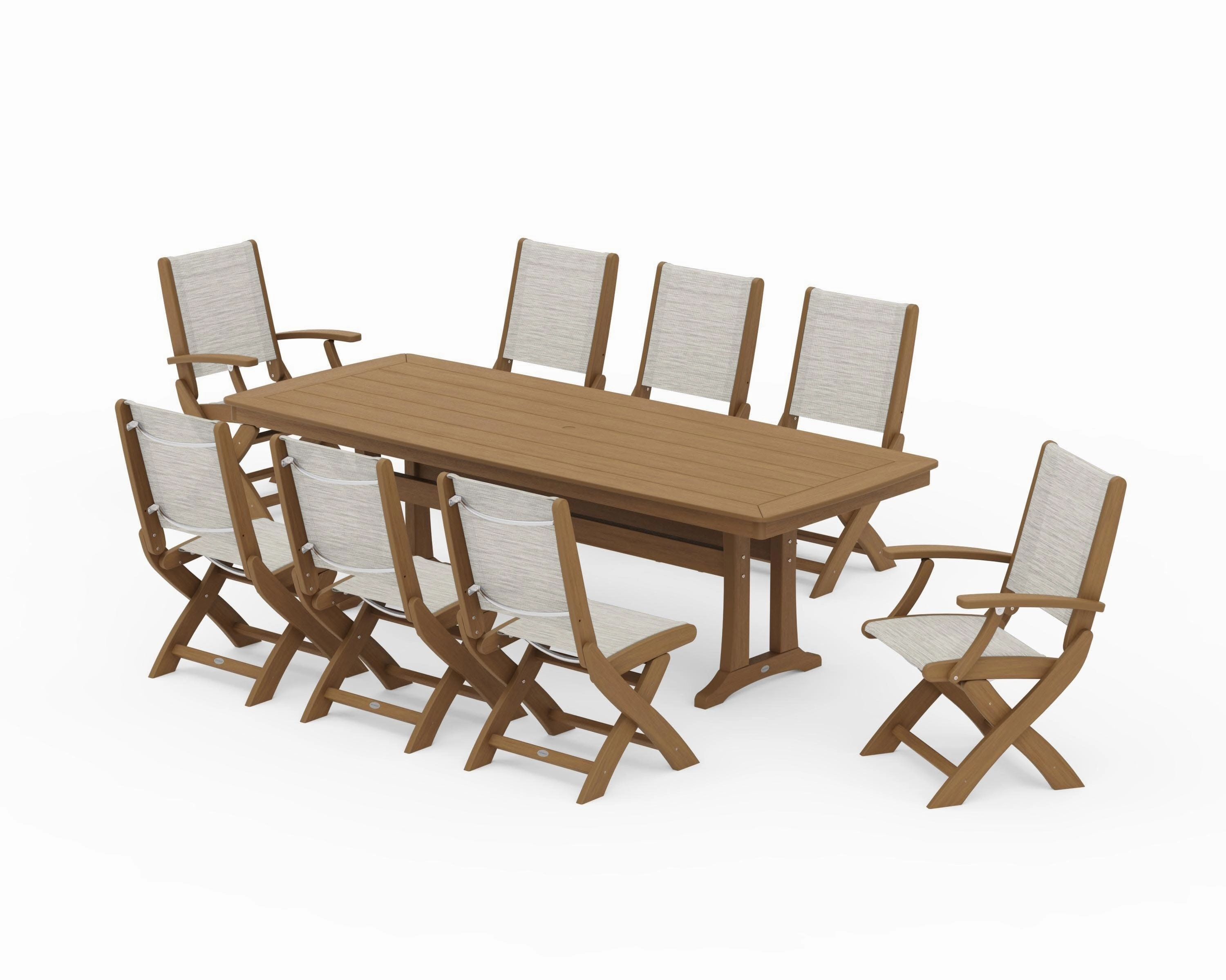 Coastal Folding 9-Piece Dining Set with Trestle Legs