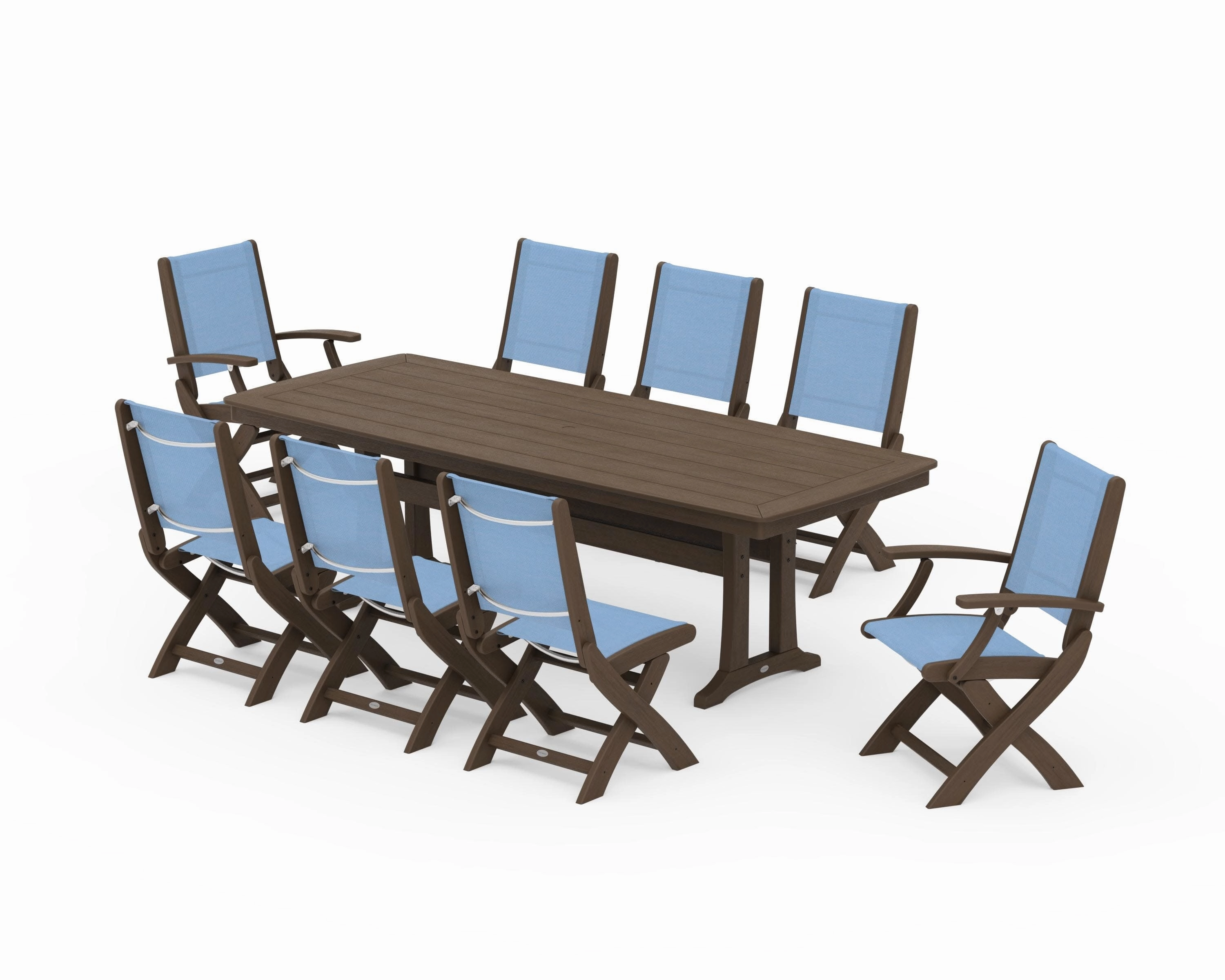 Coastal Folding 9-Piece Dining Set with Trestle Legs