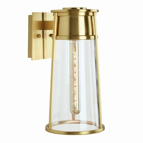 Cone One Light Wall Sconce Satin BrassOutdoor wall sconces with motion sensor