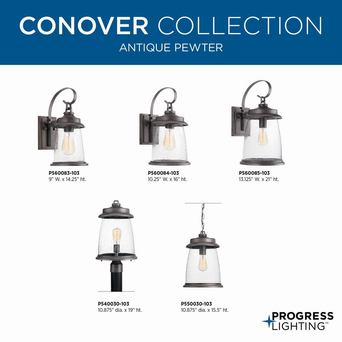 Conover One Light Wall Lantern Antique Pewter